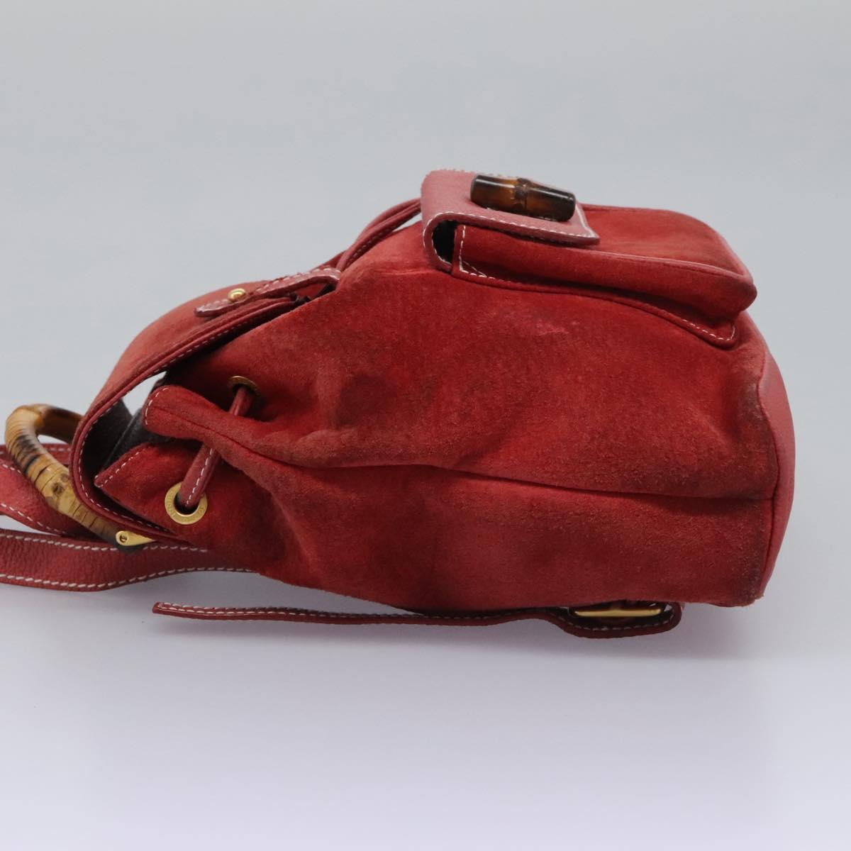 GUCCI Bamboo Backpack Suede Leather Red Gold 003 2852 0030 0  display picture 2