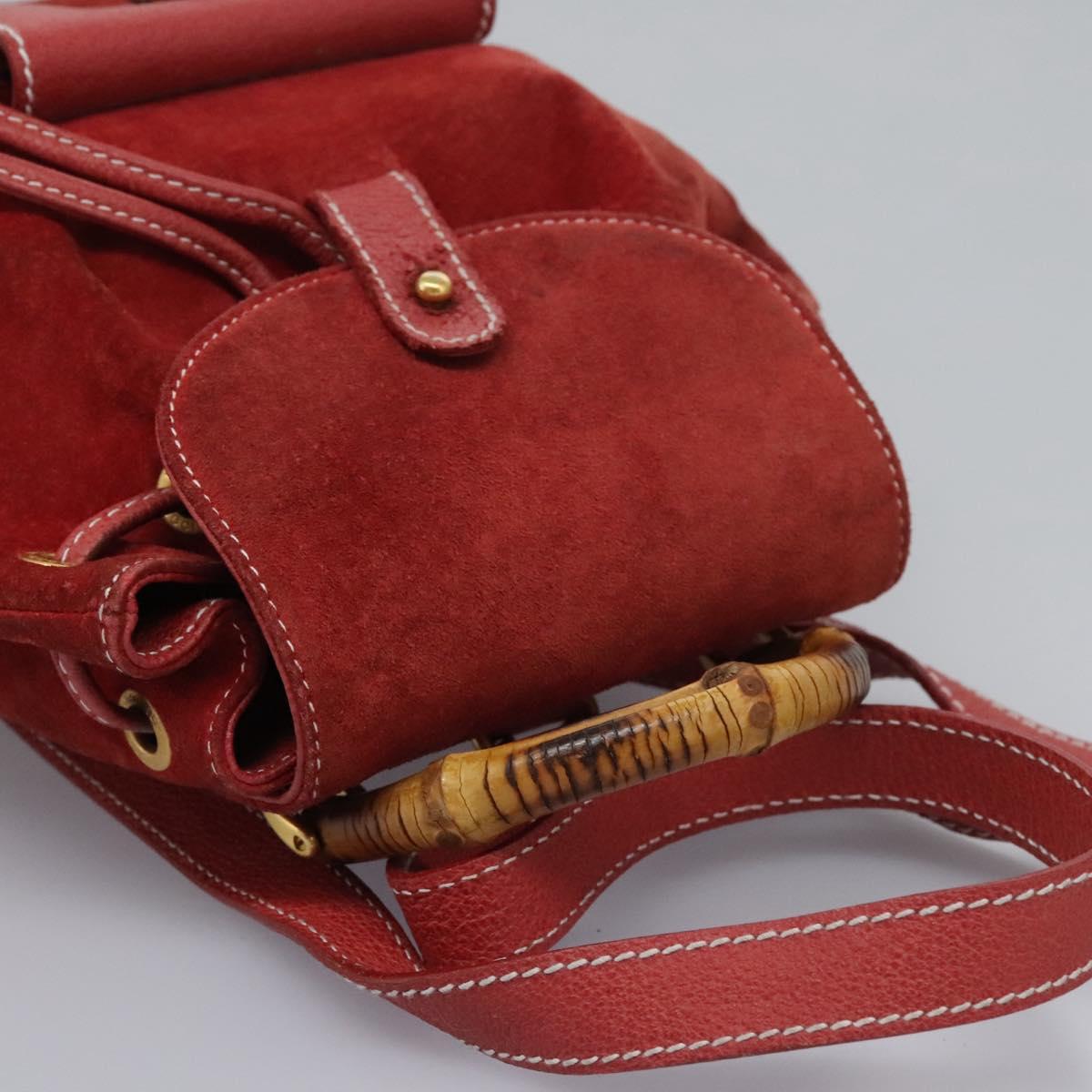 GUCCI Bamboo Backpack Suede Leather Red Gold 003 2852 0030 0  display picture 1