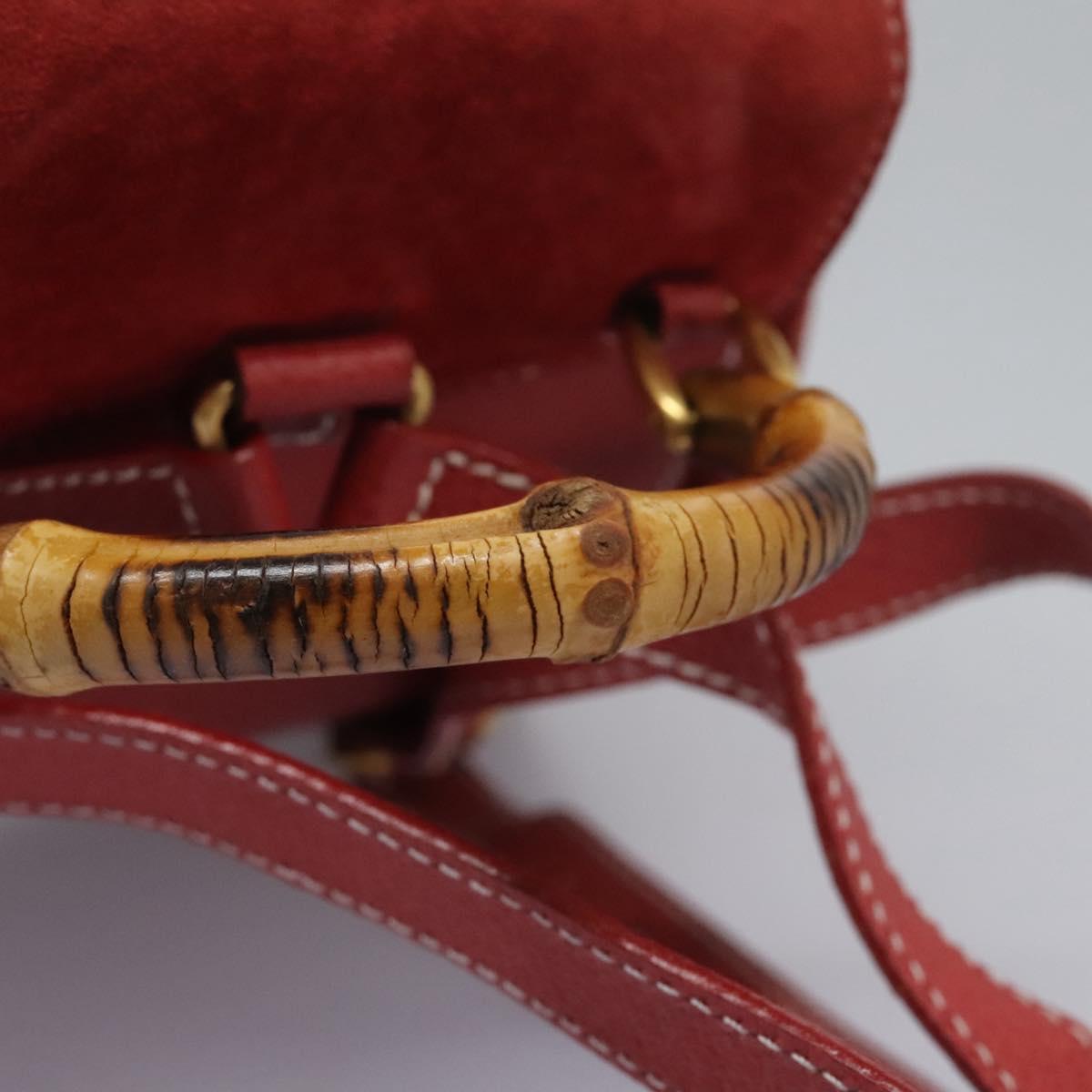 GUCCI Bamboo Backpack Suede Leather Red Gold 003 2852 0030 0 Auth th5663 GUCCI Bamboo Backpack Suede Leather Red Gold 003 2852 0030 0  main image 4