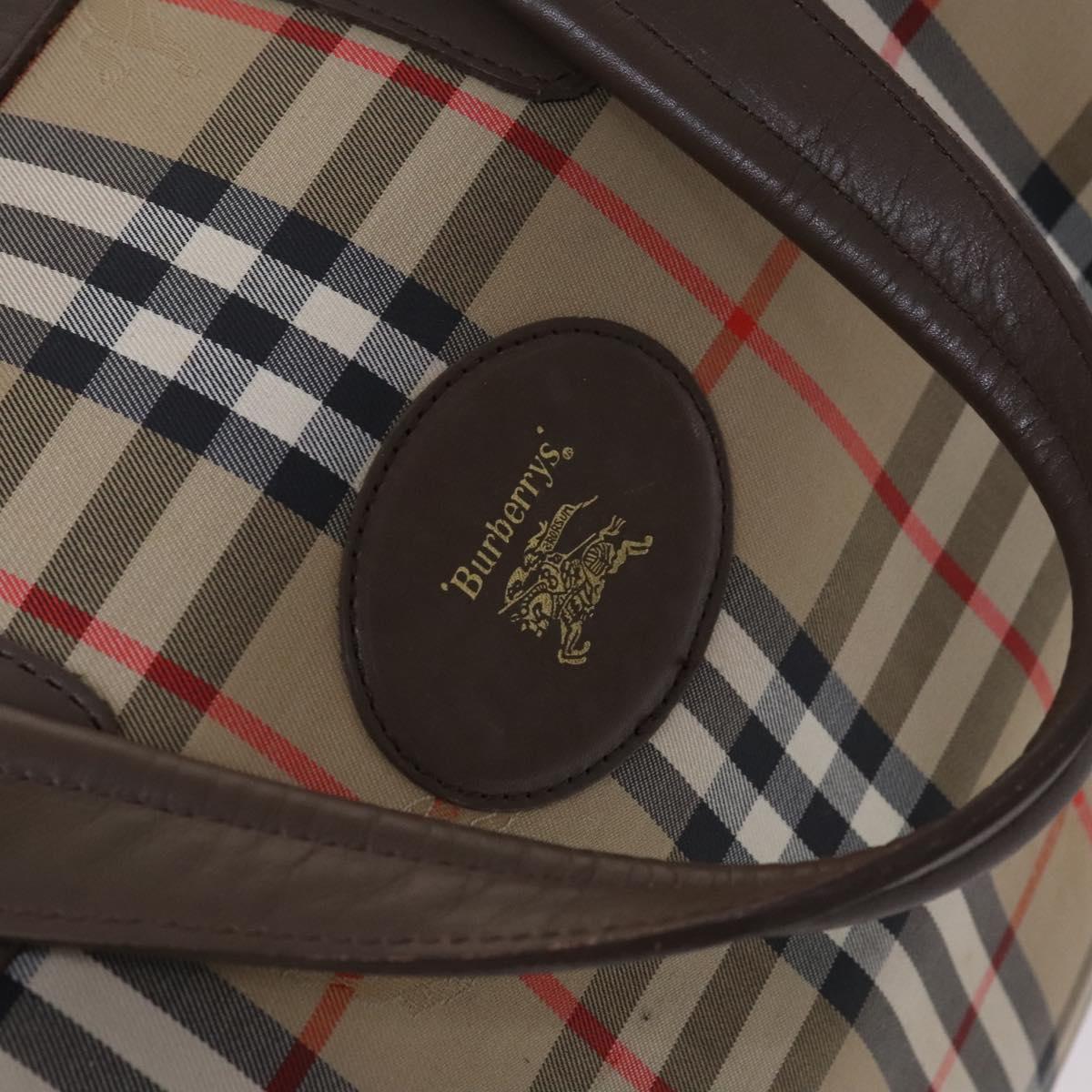 Burberrys Nova Check Boston Bag Canvas Beige Gold Auth th5794 | eBay