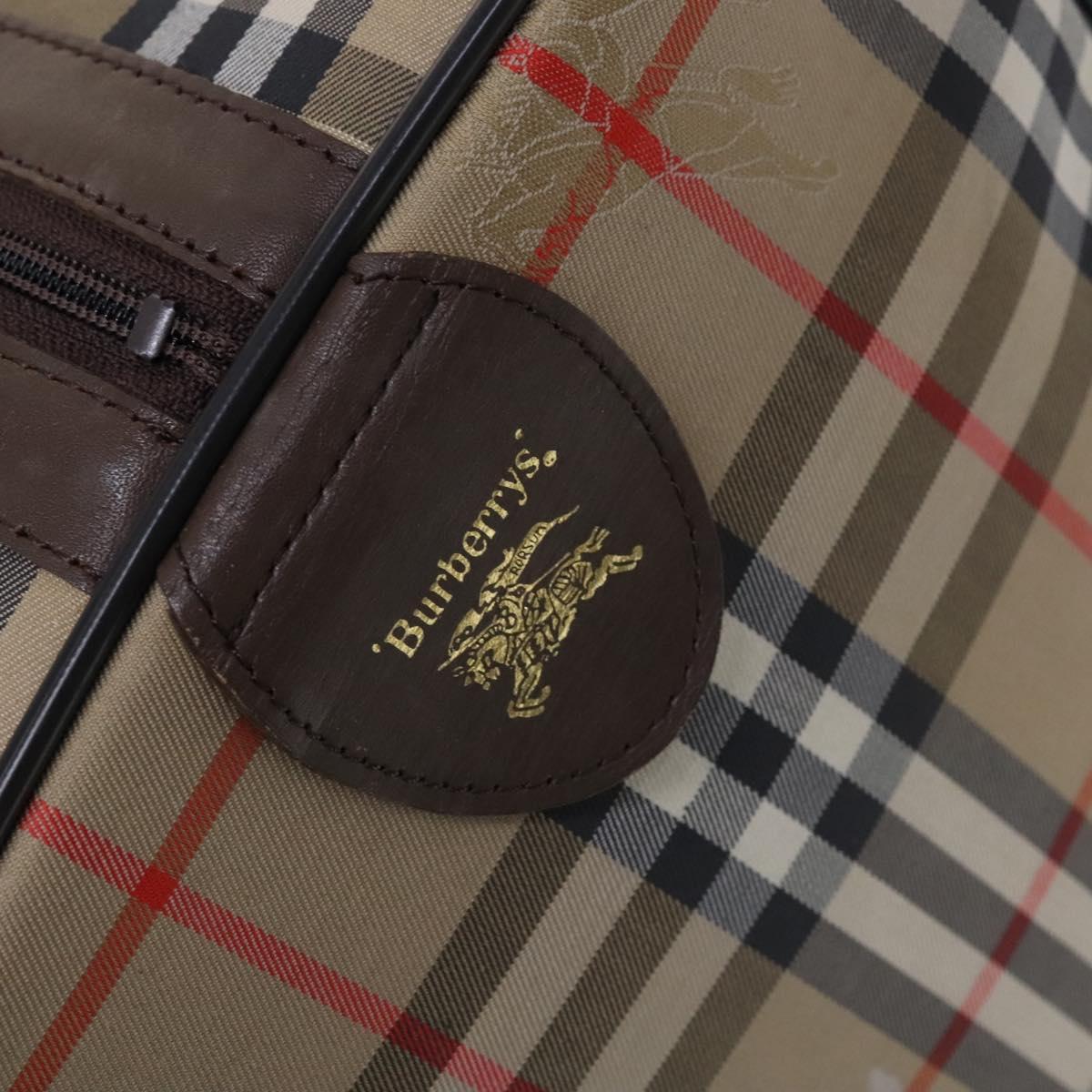 Burberrys Nova Check Boston Bag Canvas Beige Gold Auth th5794 | eBay