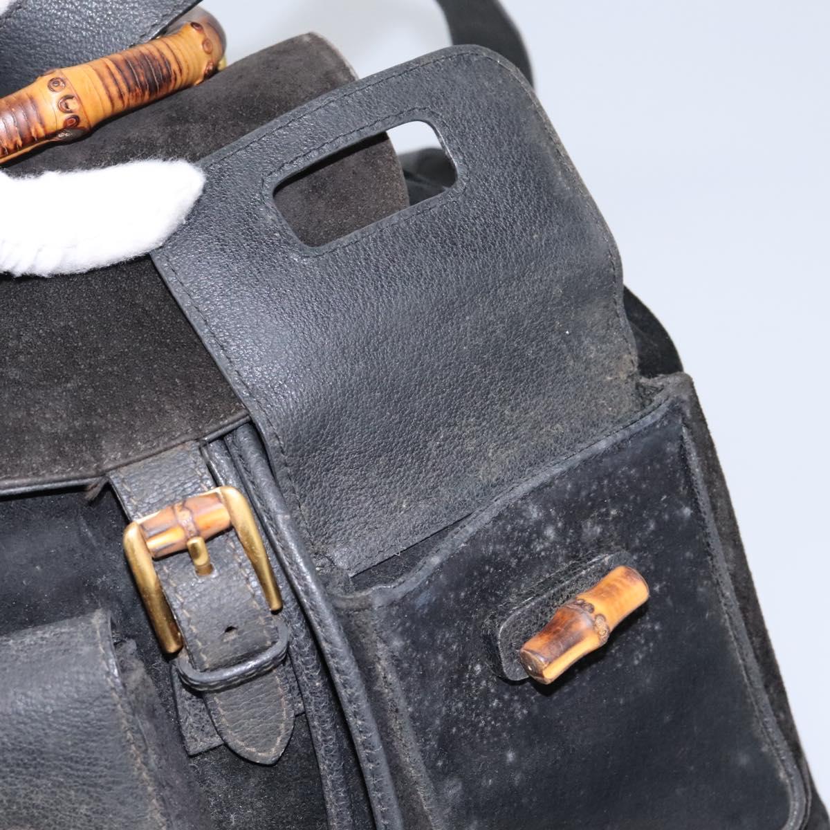 GUCCI Bamboo Backpack Suede Black Gold 003 2058 0016 Auth th5828 GUCCI Bamboo Backpack Suede Black Gold 003 2058 0016 Auth  main image 2