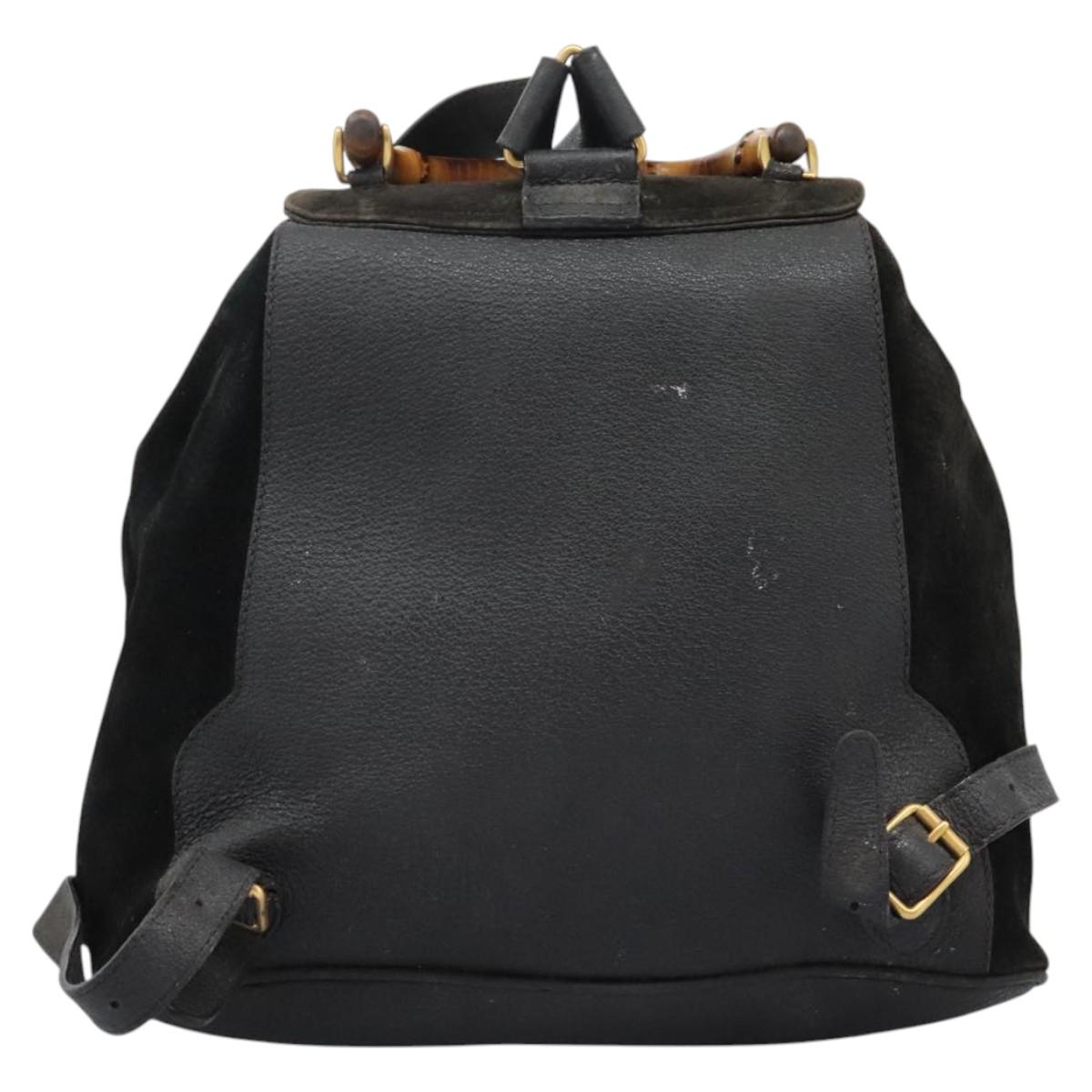 GUCCI Bamboo Backpack Suede Black Gold 003 2058 0016 Auth th5828 GUCCI Bamboo Backpack Suede Black Gold 003 2058 0016 Auth  main image 3