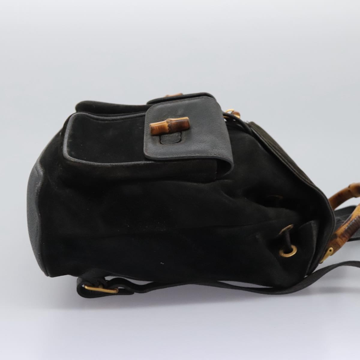 GUCCI Bamboo Backpack Suede Black Gold 003 2058 0016 Auth  display picture 2