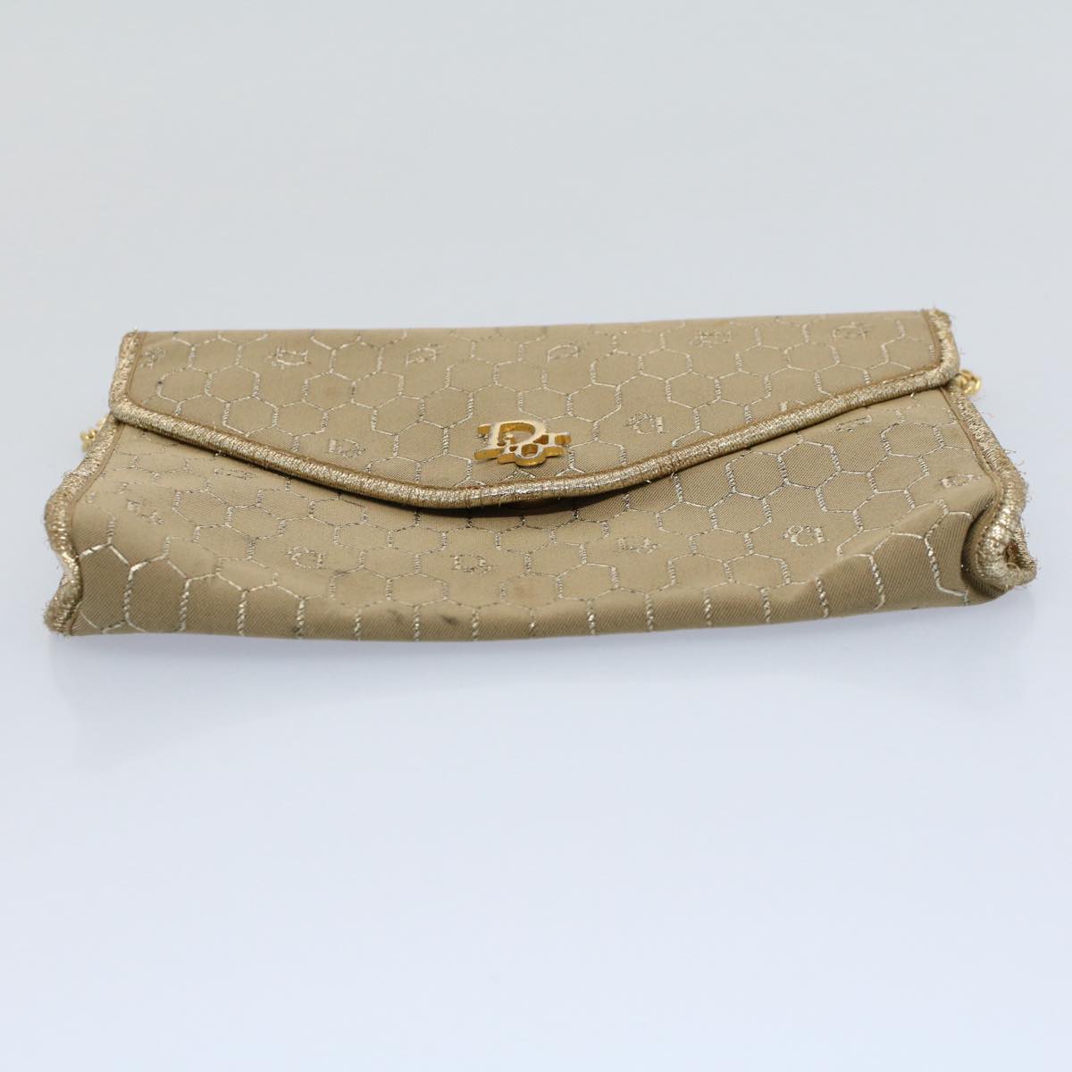 Christian Dior Honeycomb Canvas Chain Shoulder Bag Beige