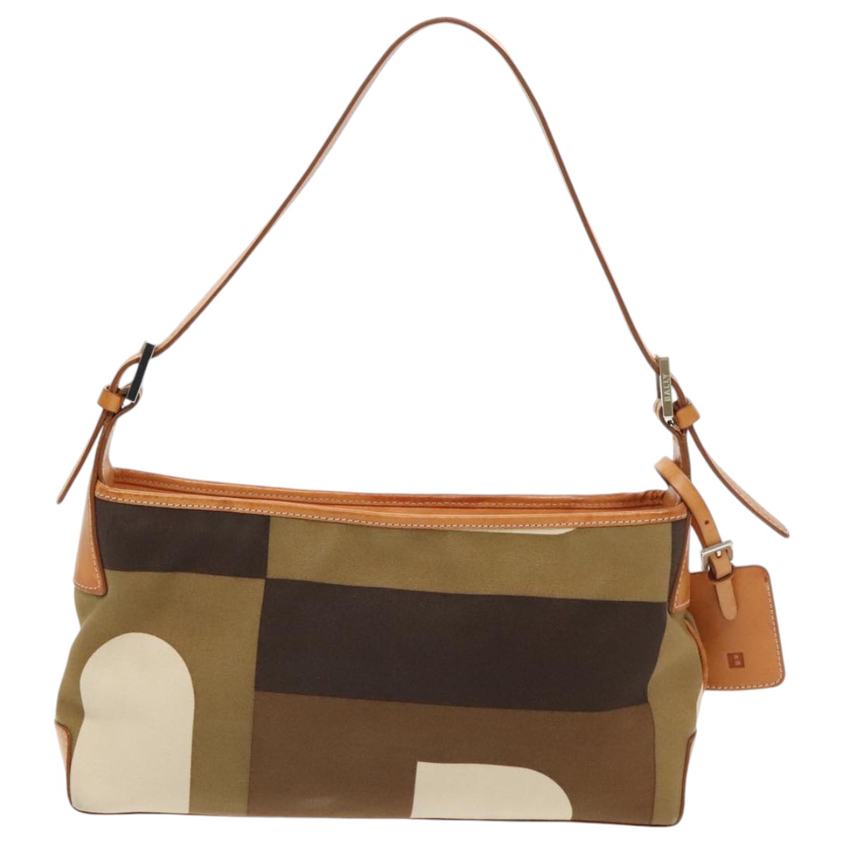 BALLY Shoulder Bag Canvas Leather Khaki Brown Auth ti2192 | eBay