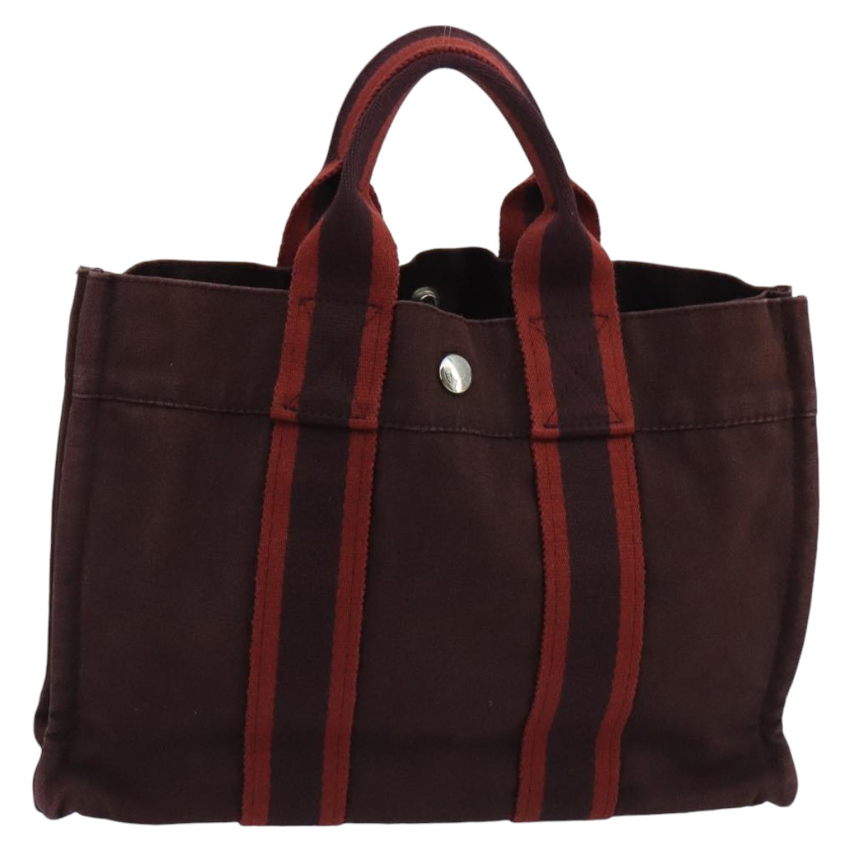 HERMES Fourre Tout PM Tote Bag Canvas Red Auth ti2461