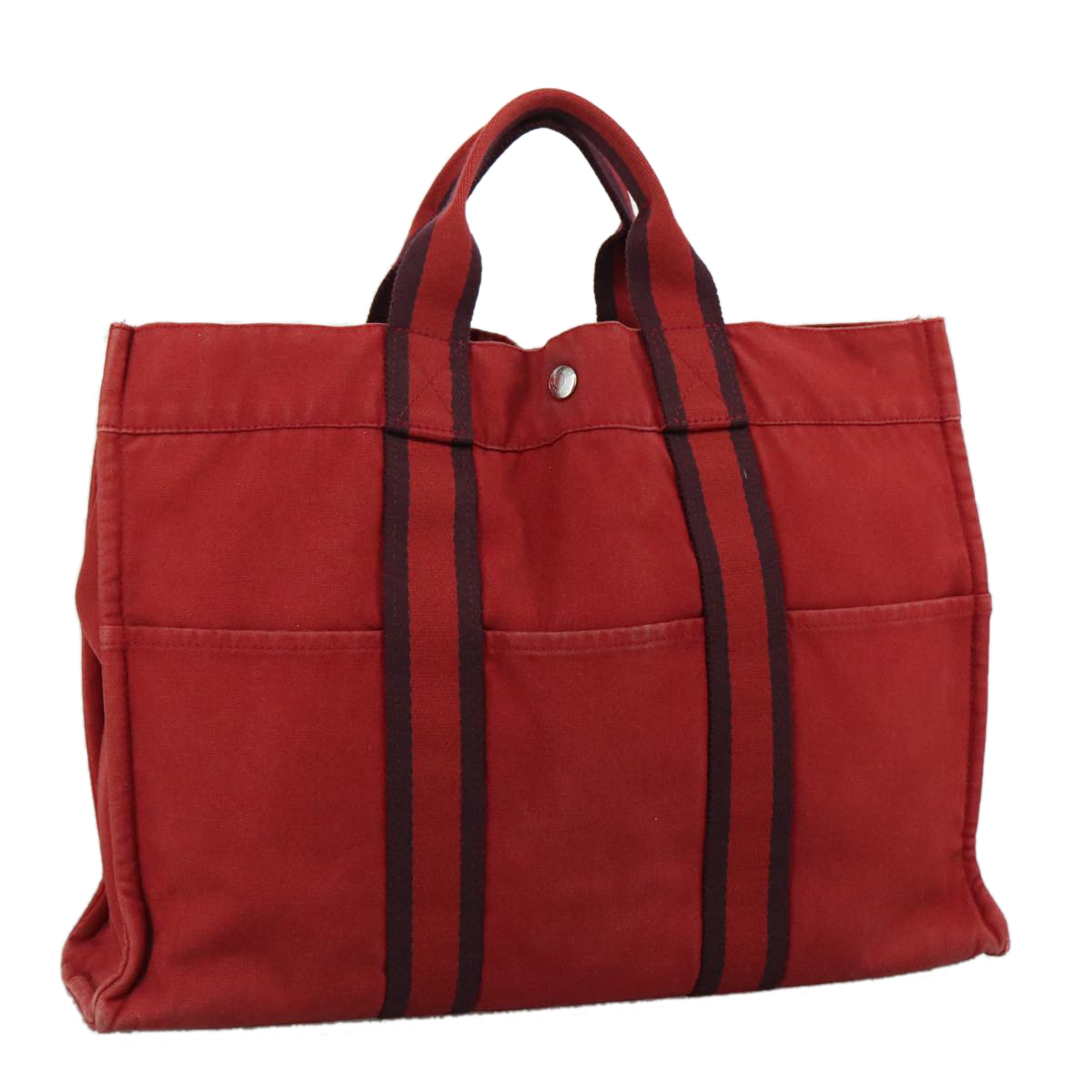 HERMES Fourre Tout MM Tote Bag Canvas Red Auth ti2556