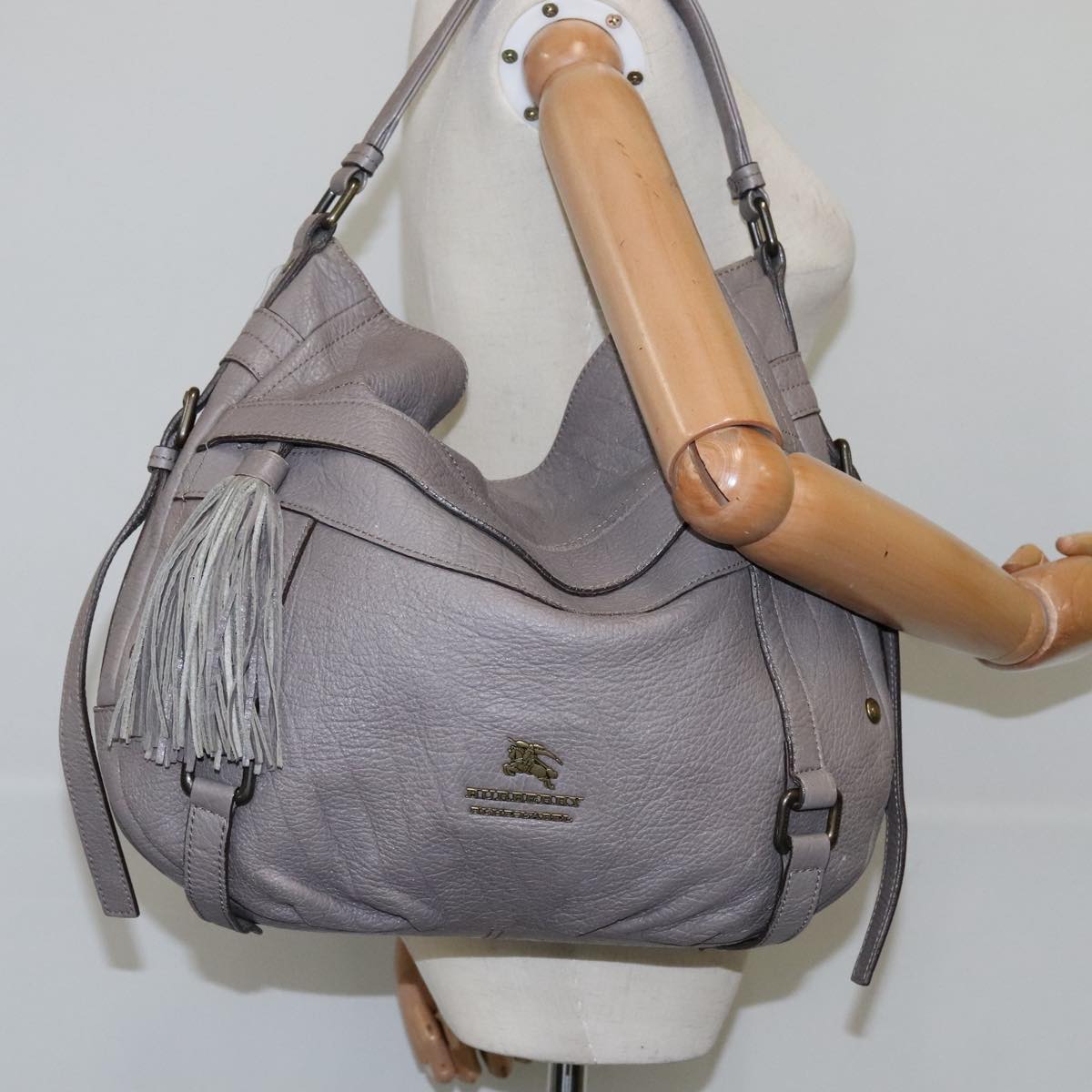 Burberry Blue Label Shoulder Bag Pink Check Canvas Leather