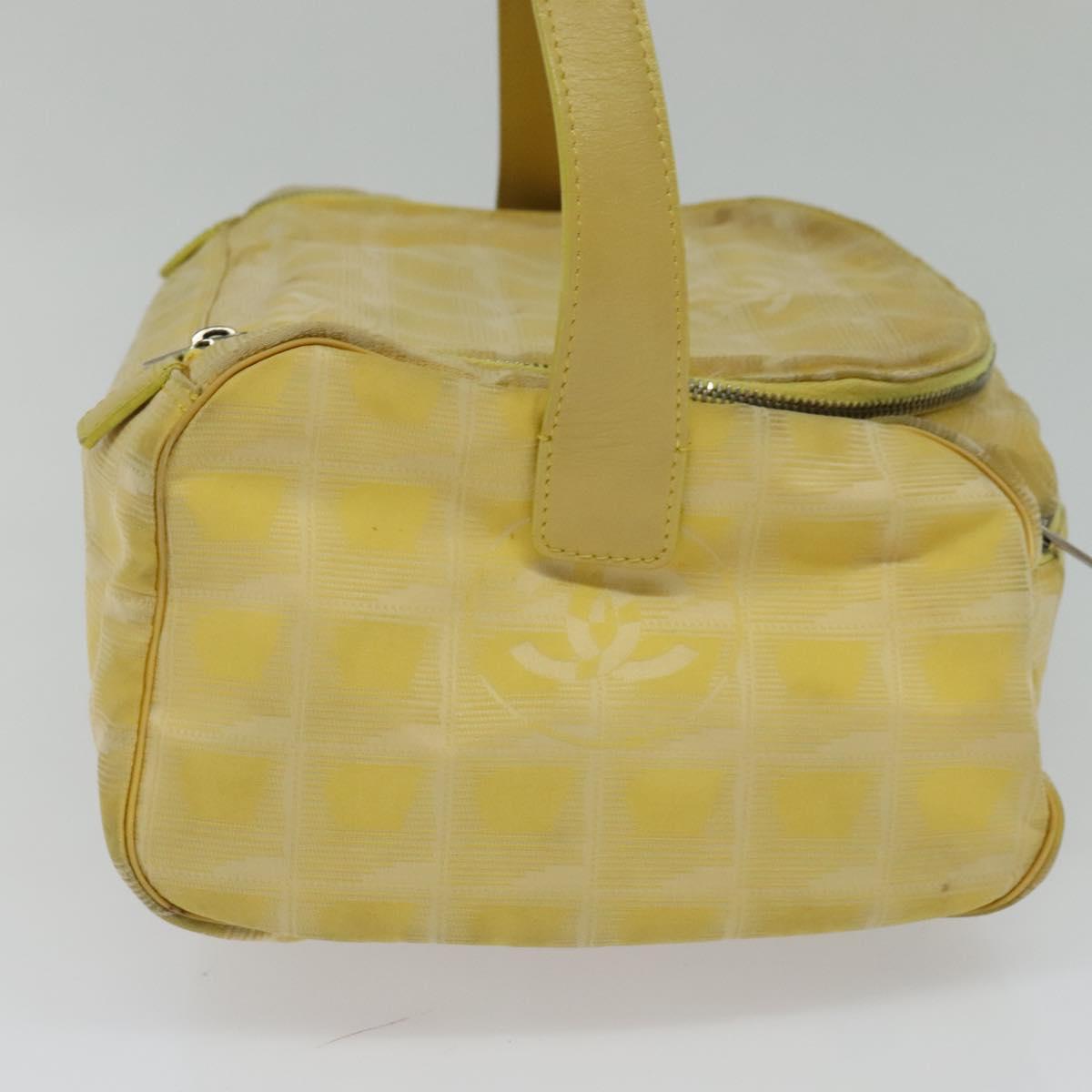CHANEL New Travel line Hand Bag Nylon Yellow CC Auth ti2710