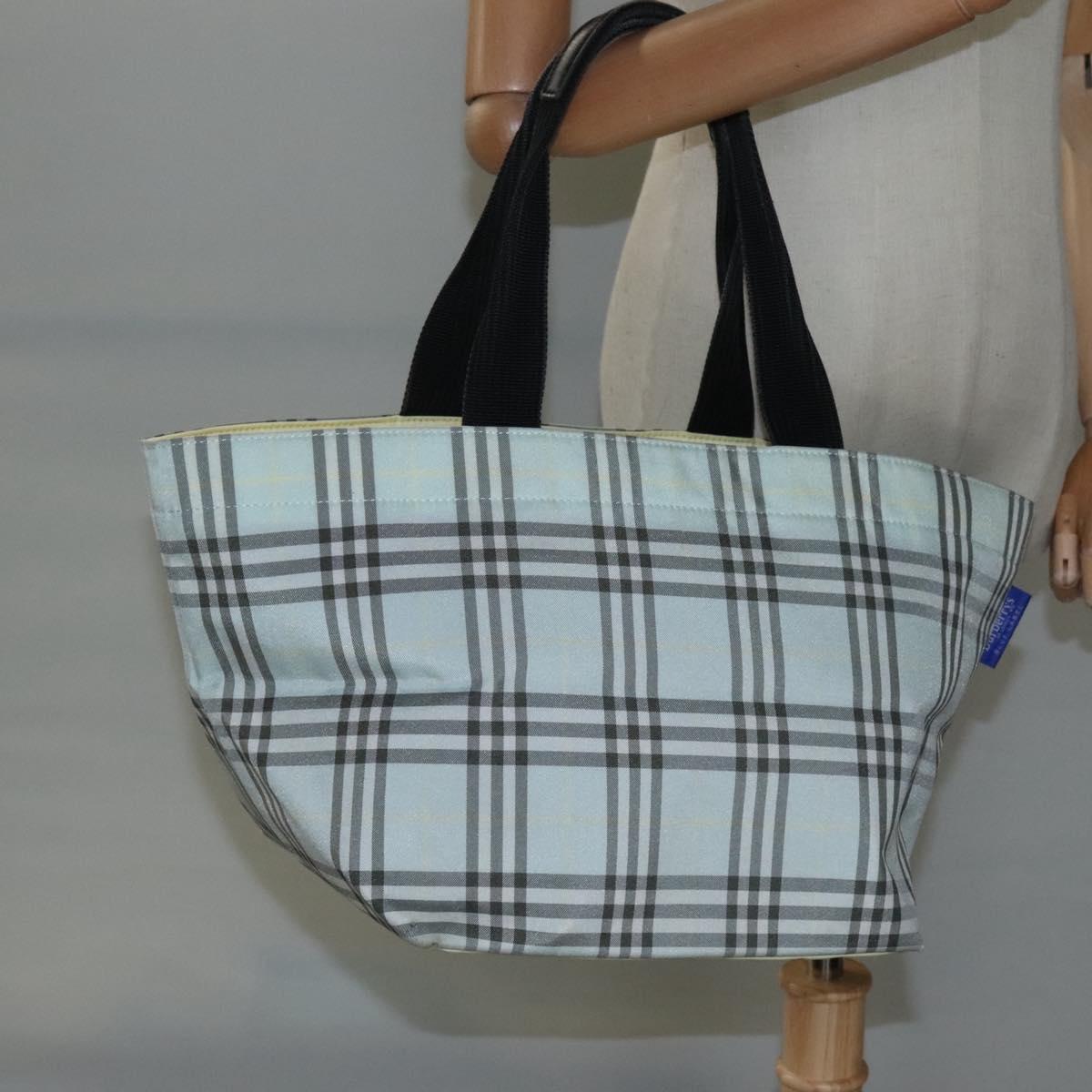 Burberrys Blue Label Nova Check Tote Bag Nylon Light Blue