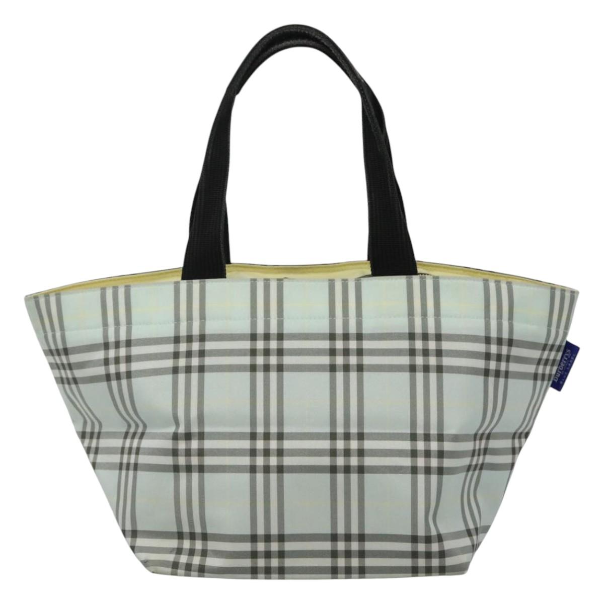 Burberrys Blue Label Nova Check Tote Bag Nylon Light Blue Auth