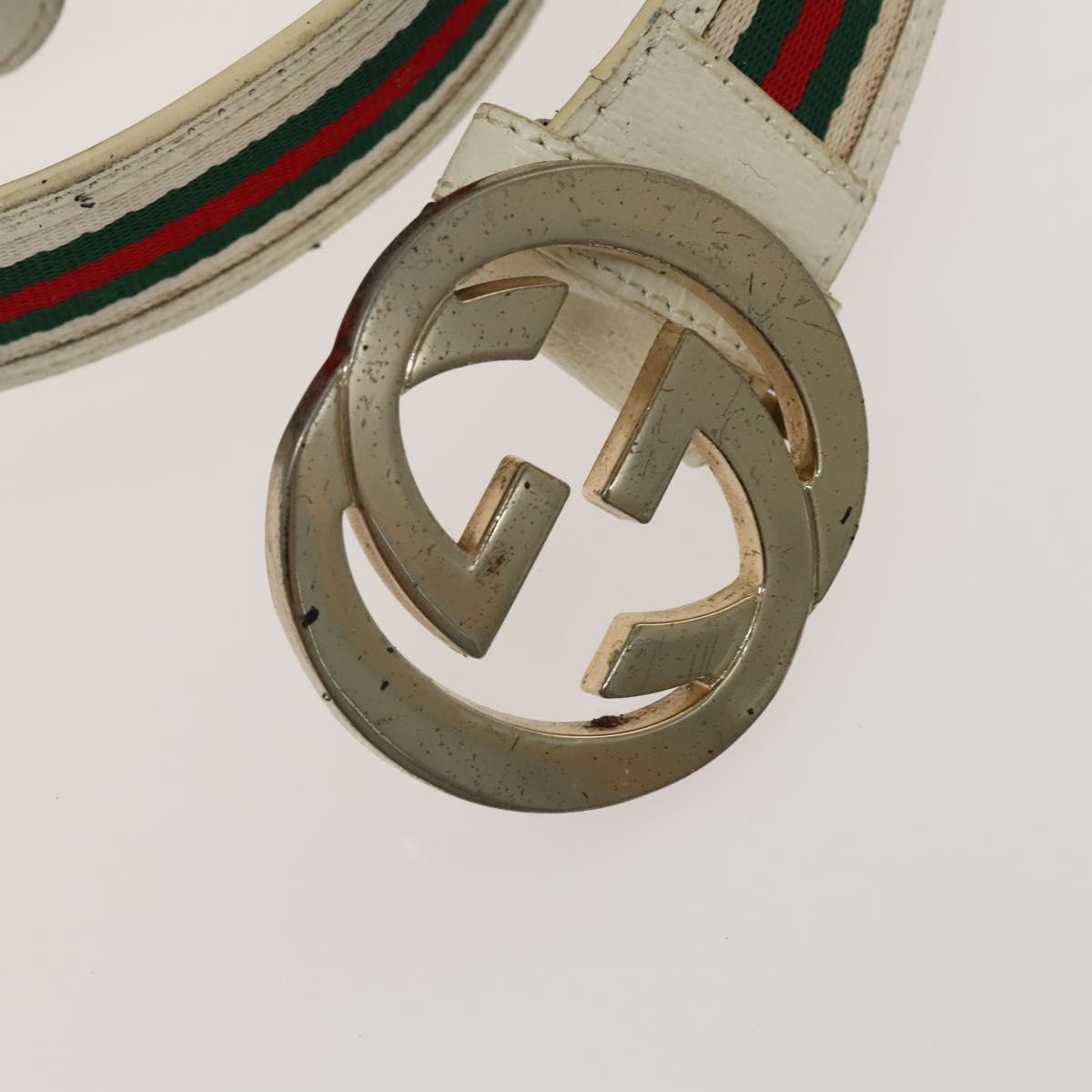 GUCCI GG Canvas Web Sherry Line Belt Canvas 3 Set White  display picture 2