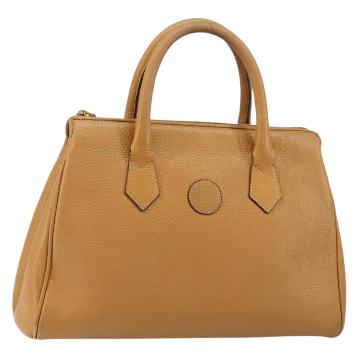 FENDI ハンドバッグ FENDI Hand Bag Leather Brown Gold Auth ti3431 | eBay
