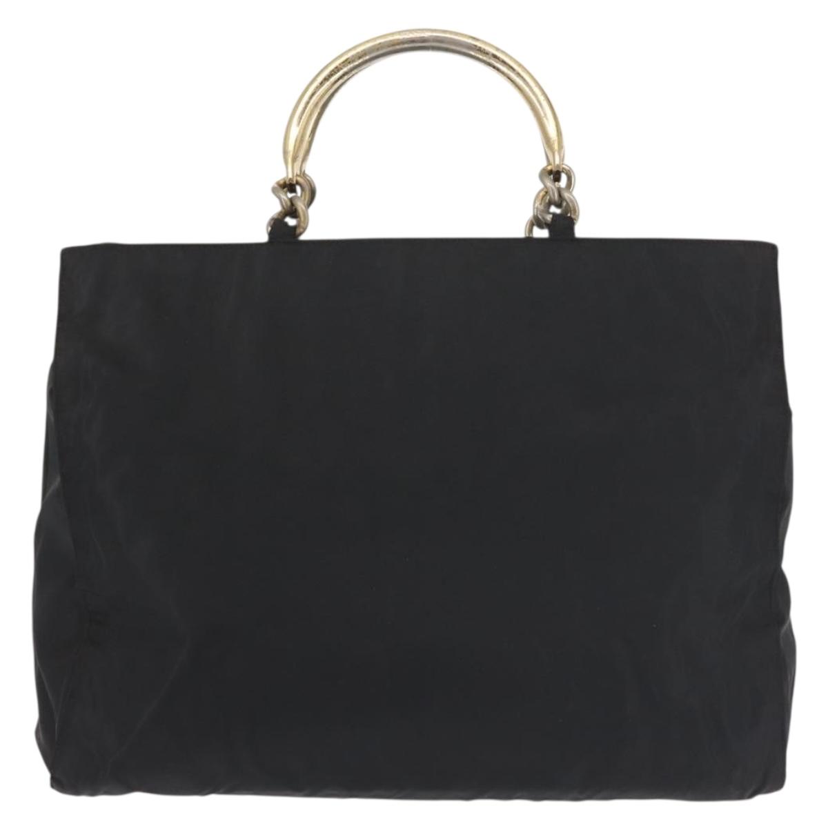PRADA Hand Bag Nylon metal Black Gold Auth ti3459 | eBay