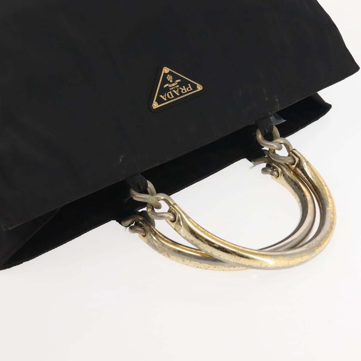 PRADA Hand Bag Nylon metal Black Gold Auth ti3459 | eBay