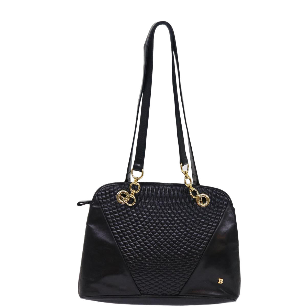 BALLY Shoulder Bag Leather Black Auth yb483 | eBay