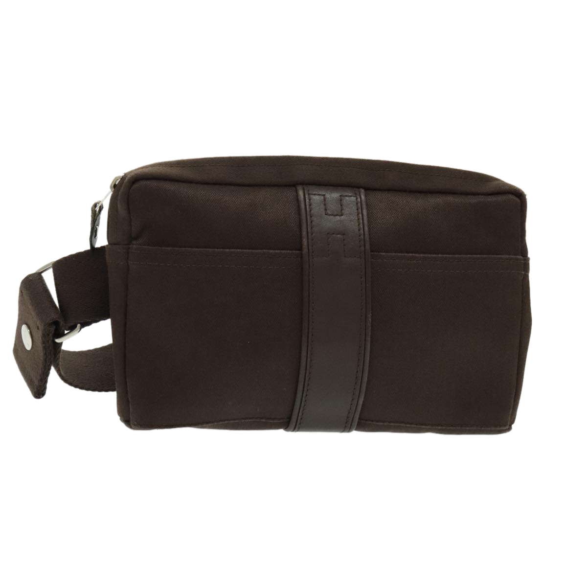 HERMES Akapu Luco Waist bag Canvas Brown Auth yb698