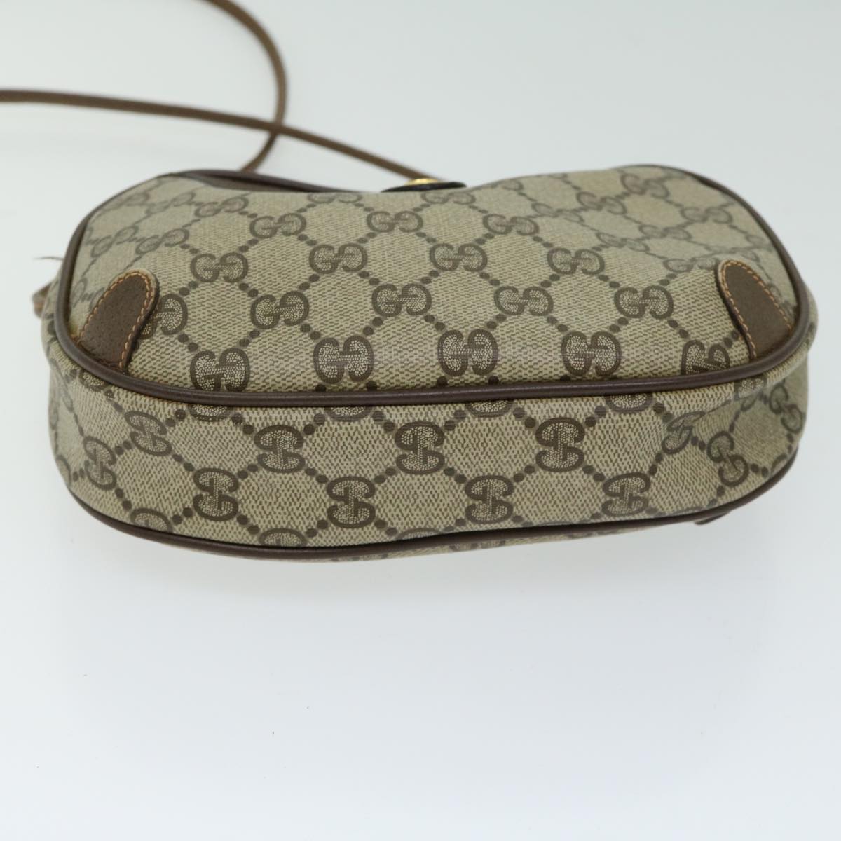 GUCCI GG Supreme Web Sherry Line Shoulder Bag PVC Beige 156