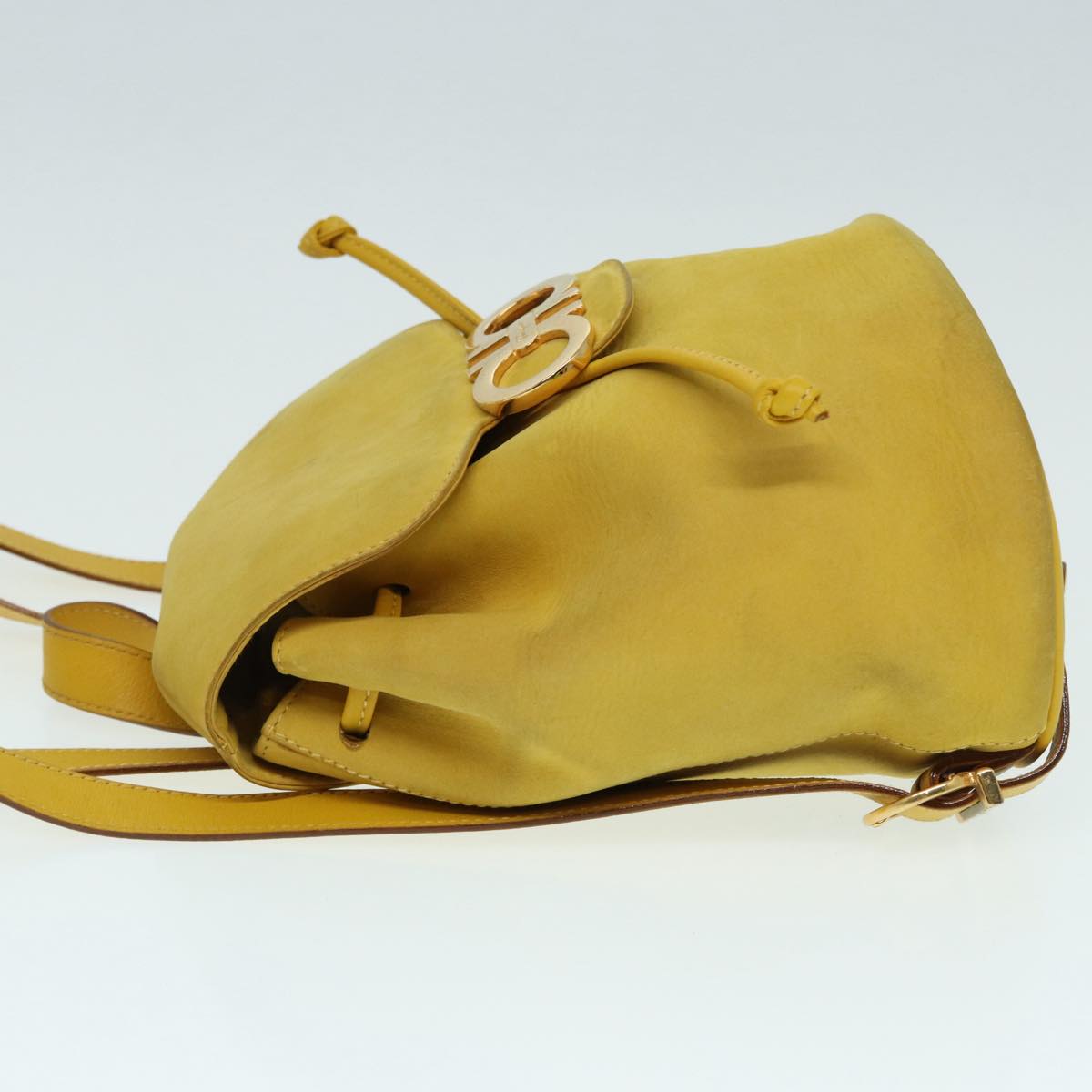 Salvatore Ferragamo Gancini Backpack Suede Yellow Gold Auth  display picture 3