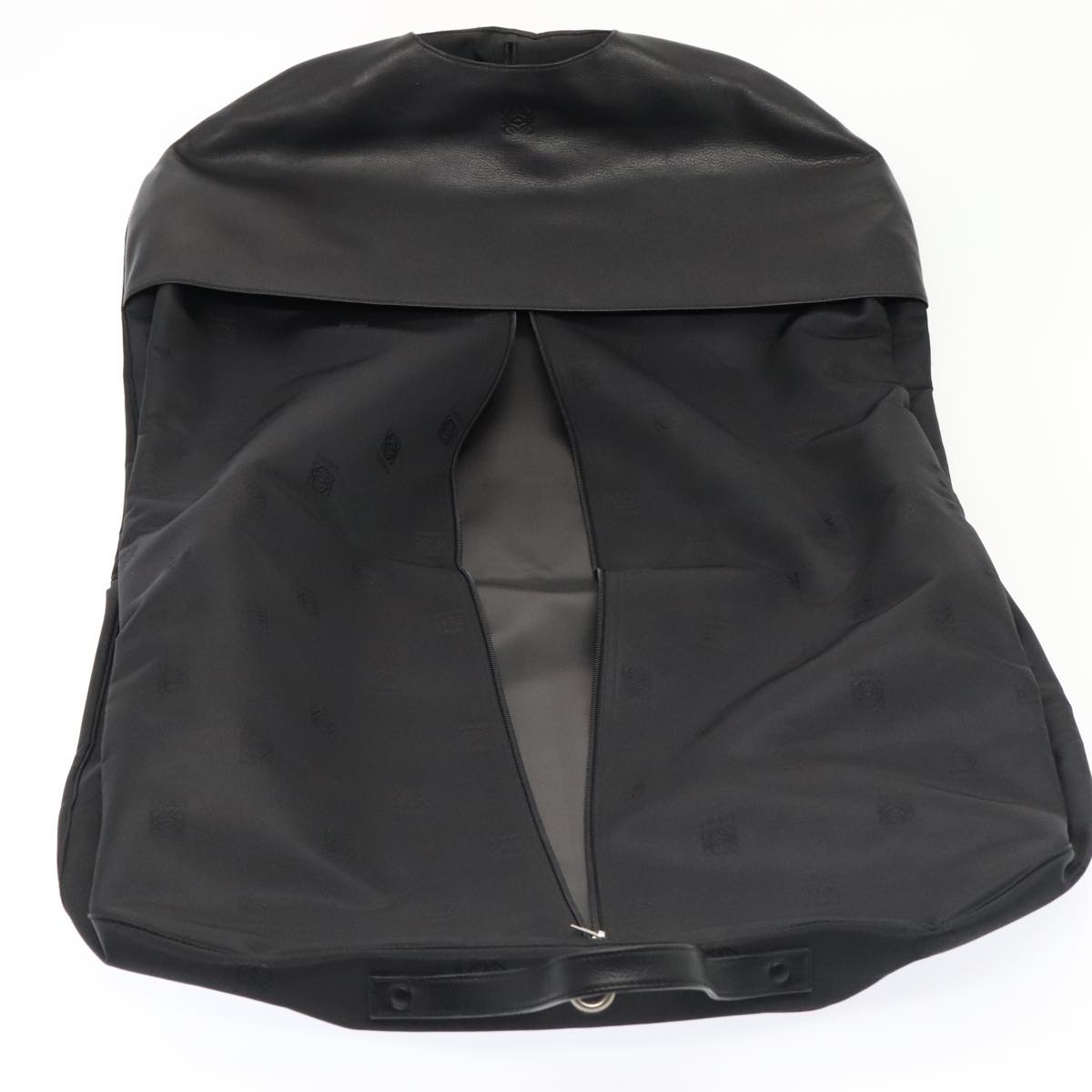 LOEWE Anagram Garment Cover Nylon Leather Black Silver Auth