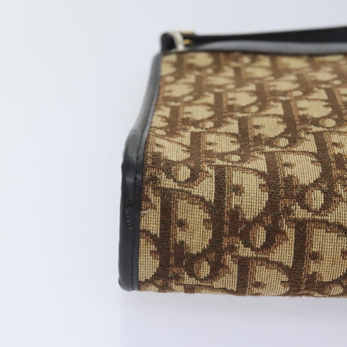 Christian Dior Trotter Canvas Shoulder Bag Brown Gold Auth