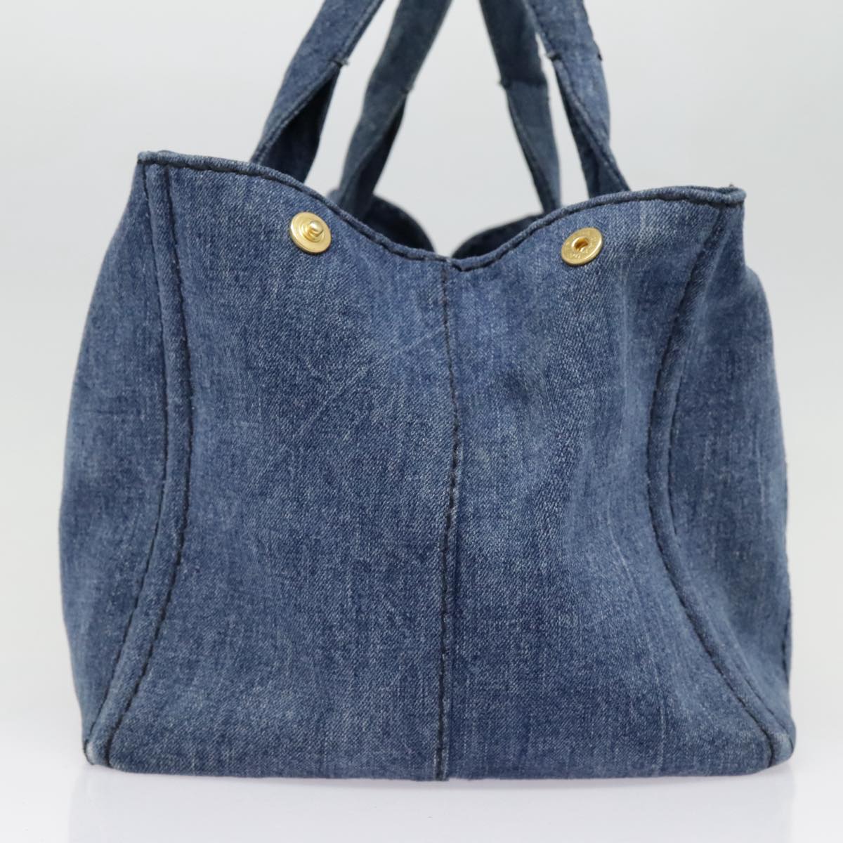 PRADA Canapa GM Hand Bag Denim Blue Gold Auth yk15097 | eBay 
