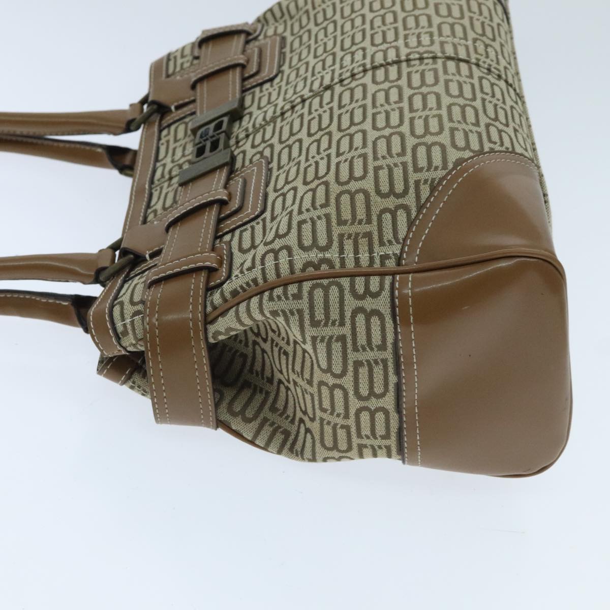BALENCIAGA Hand Bag Canvas Leather Old model Beige Auth