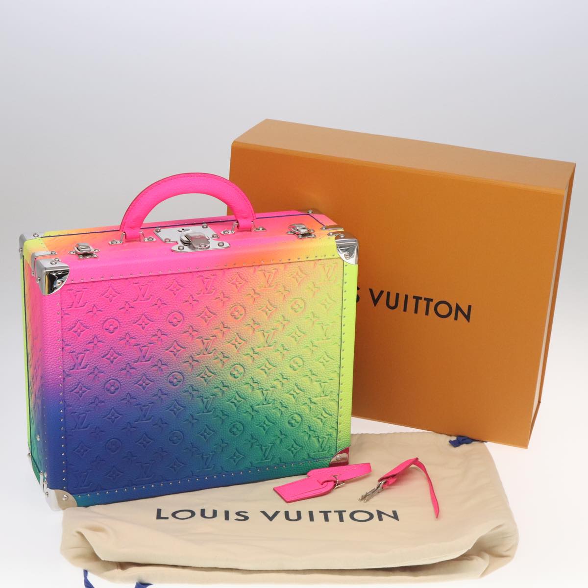 LOUIS VUITTON Taurillon Illusion Cotoville 40 Trunk Multicolor LV
