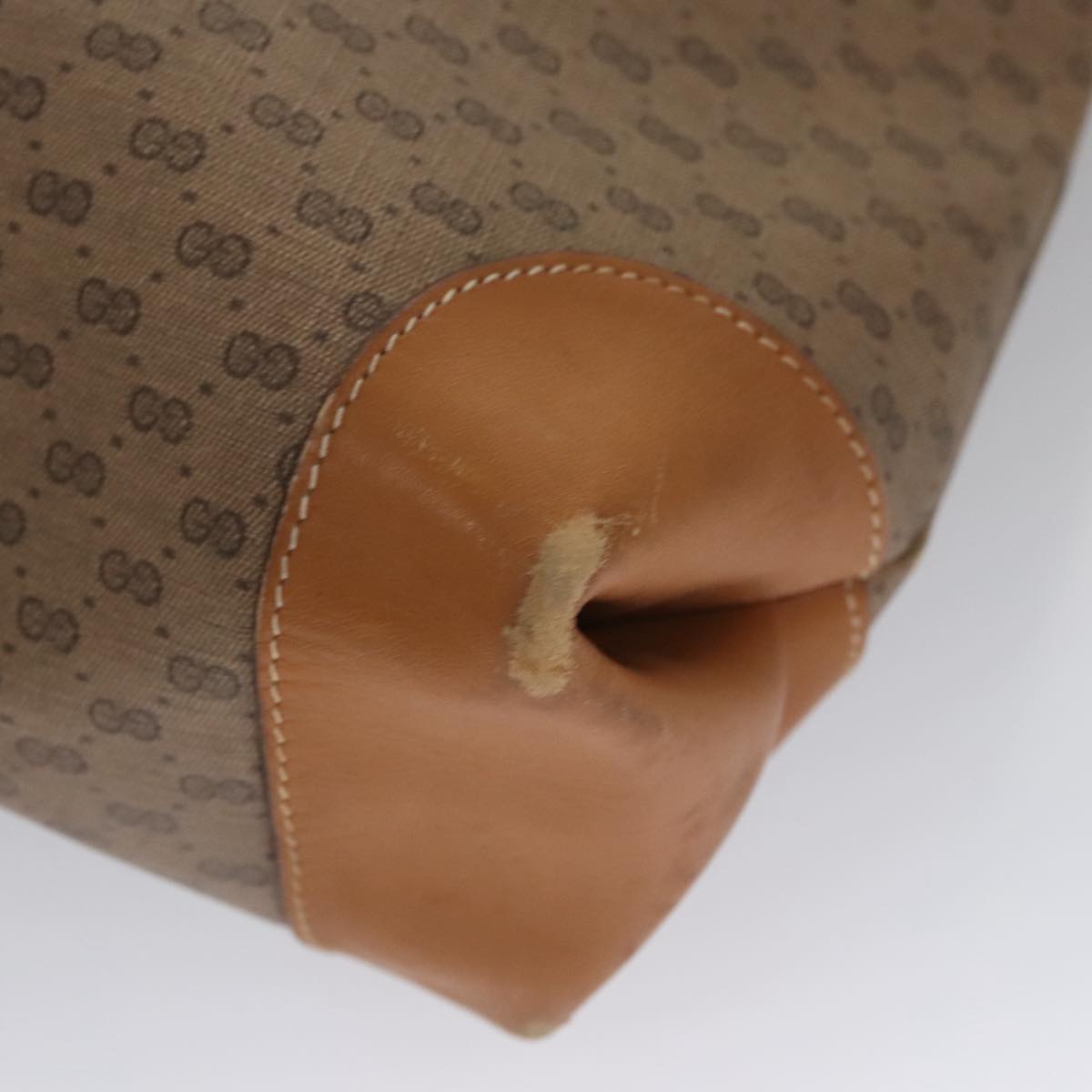 GUCCI Micro GG Canvas Web Sherry Line Tote Bag Beige Gold