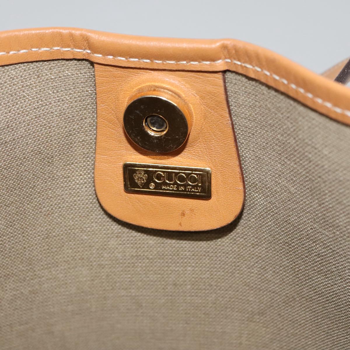 じ*ん様 GUCCI　バッグ　MADE IN ITALY GUCCI Micro GG Canvas Web Sherry Line Tote Bag Beige Gold