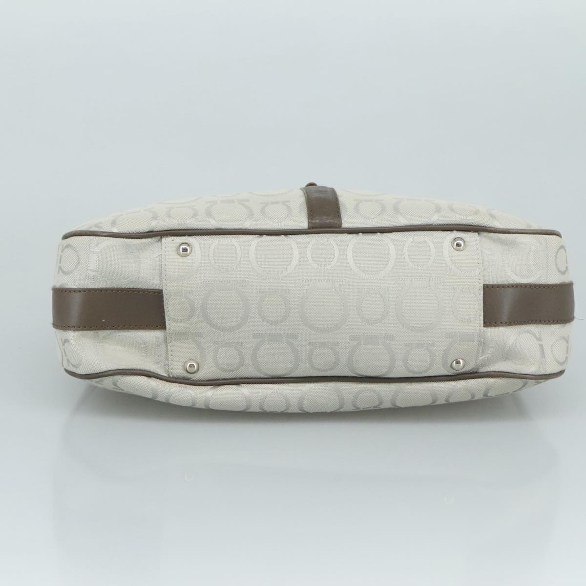 Salvatore Ferragamo Gancini Shoulder Bag Canvas Gray Auth