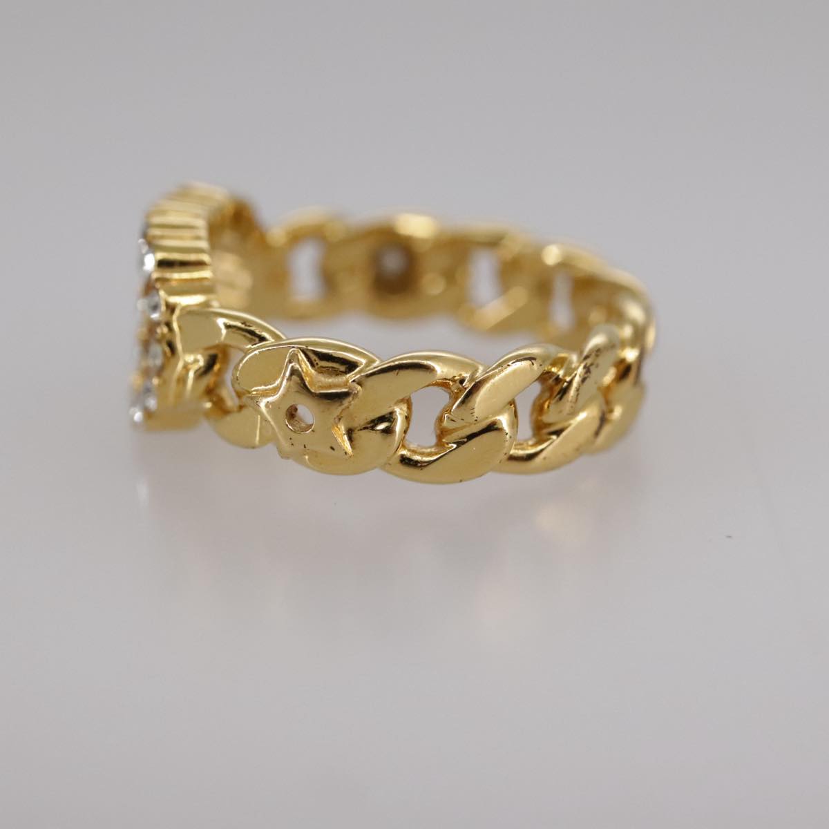 アクセサリー Christian Dior Logo gold chain ring CHRISTIAN DIOR Metal CD Chain Ring S Gold 1329348 | FASHIONPHILE