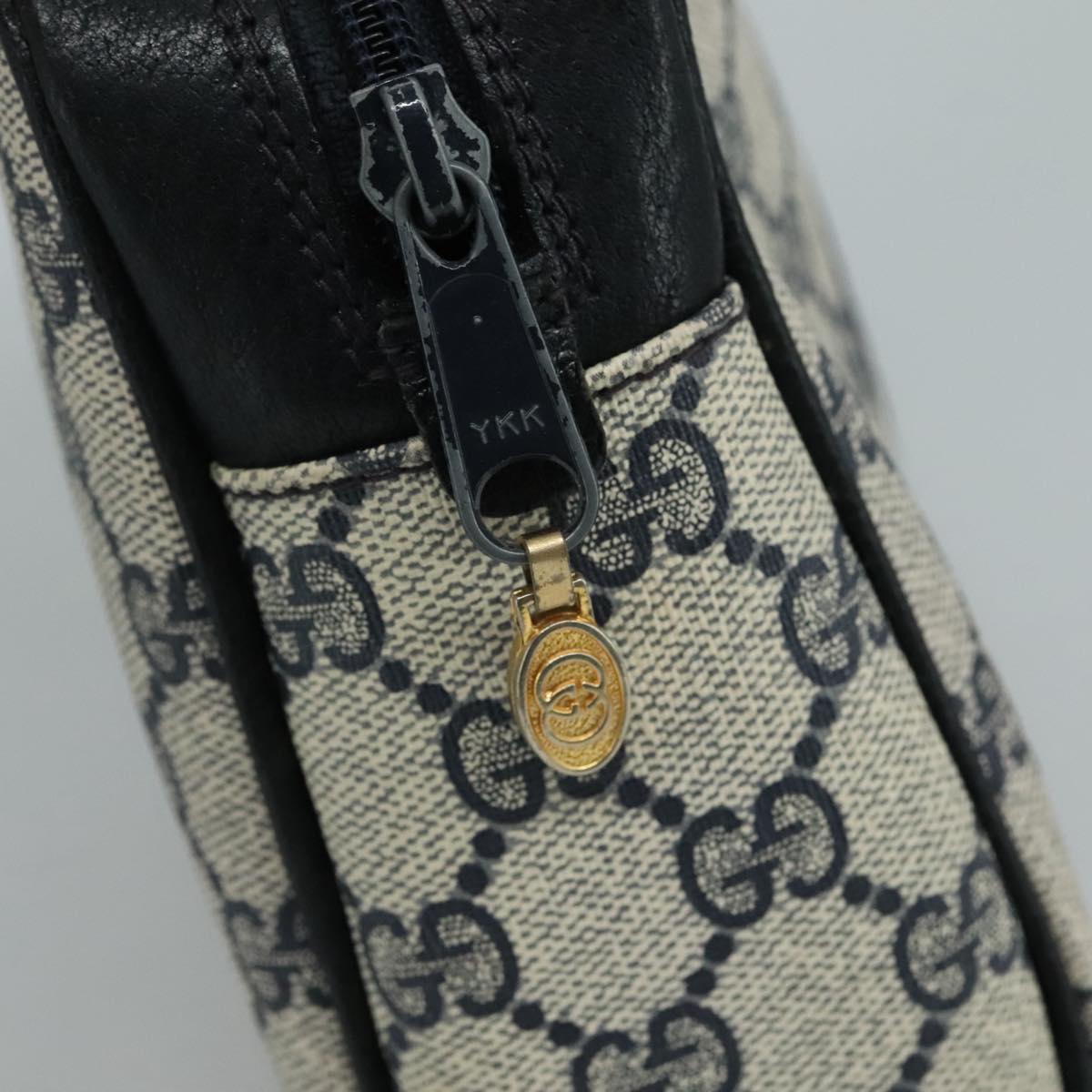 GUCCI GG Supreme Sherry Line Clutch Bag PVC Navy Red 010 378