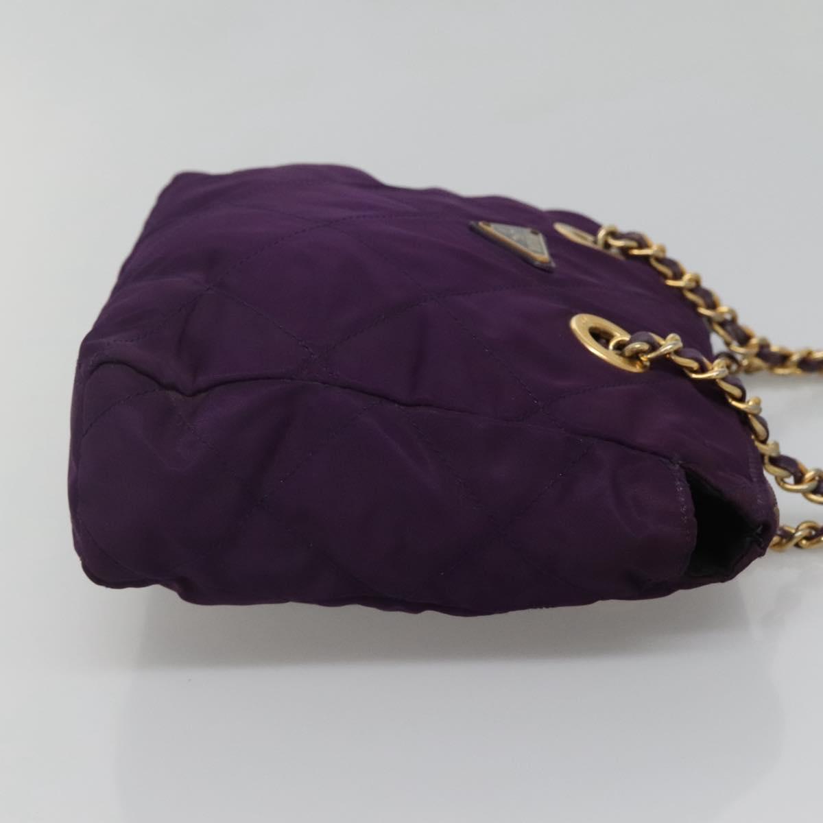 PRADA Quilted Chain Shoulder Bag Nylon Purple Gold Auth yk18126 | eBay