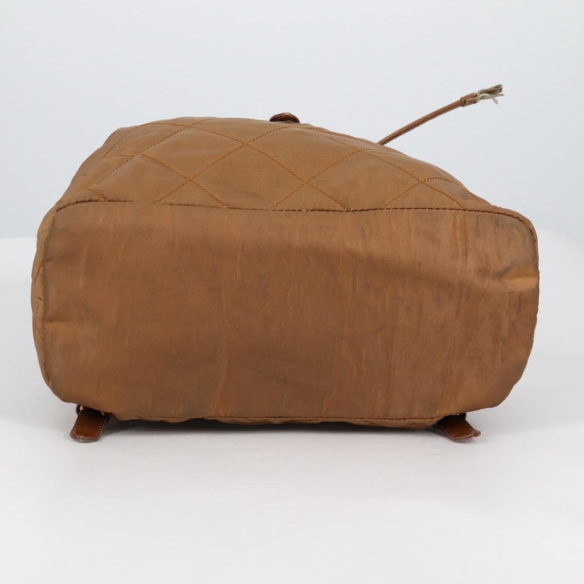 PRADA Backpack Nylon Brown Gold Auth yk18648 | eBay