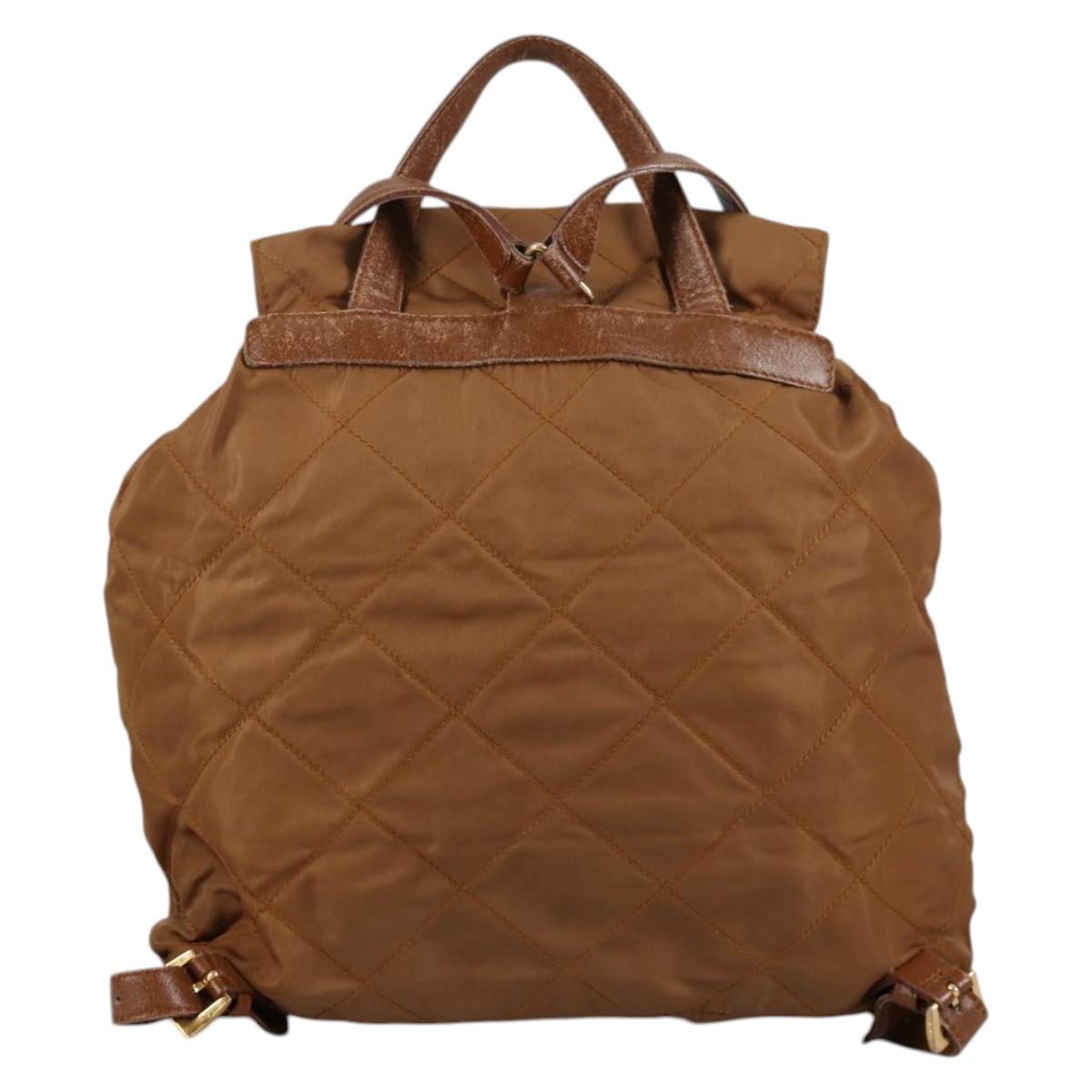 PRADA Backpack Nylon Brown Gold Auth yk18648 PRADA Backpack Nylon Brown Gold Auth yk18648 Golden ref  main image 4