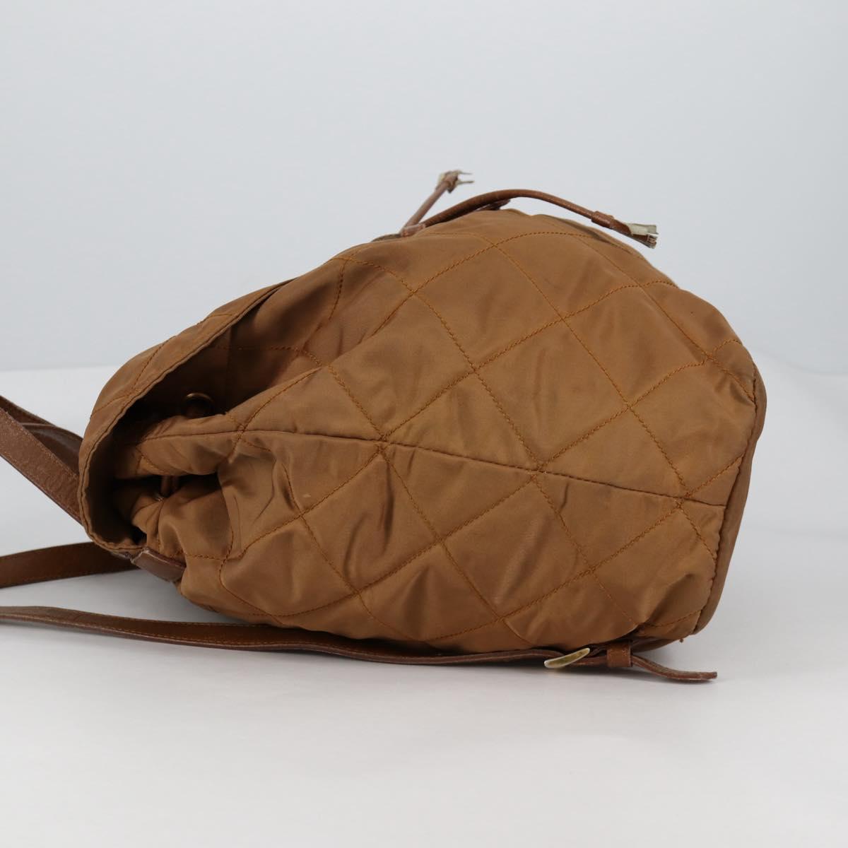 PRADA Backpack Nylon Brown Gold Auth yk18648 | eBay