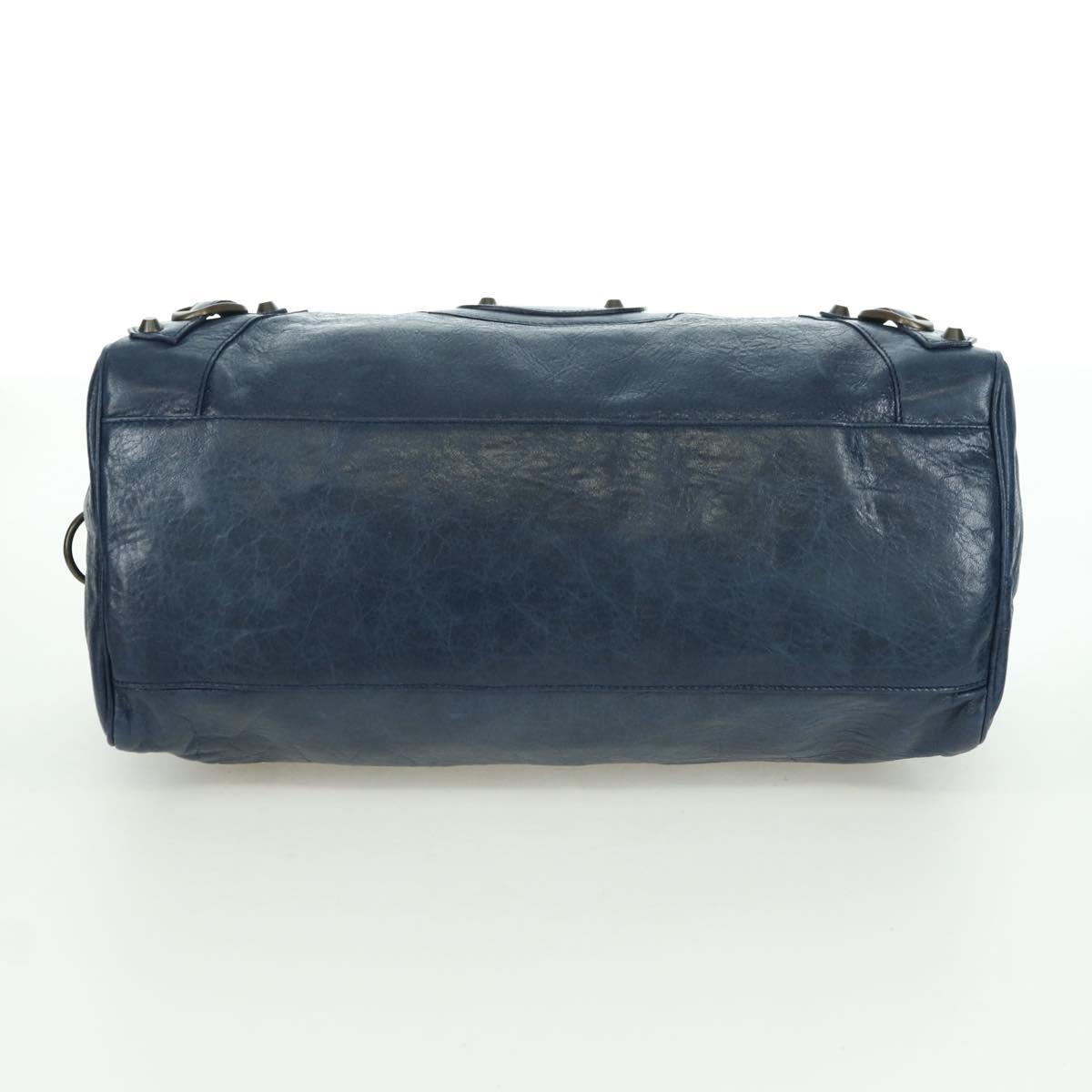 BALENCIAGA The Twiggy Hand Bag Leather 2way Navy 128523 Auth
