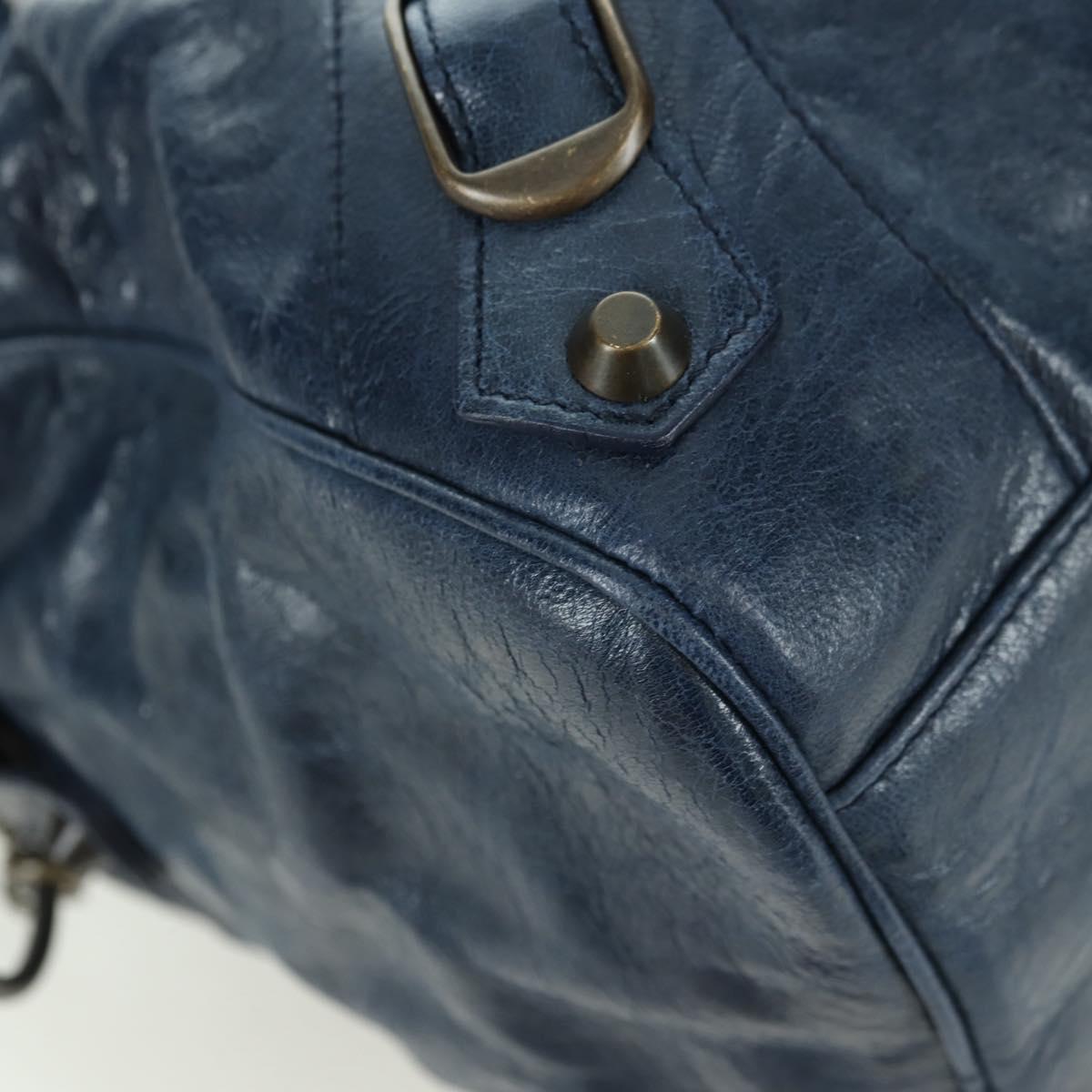 BALENCIAGA The Twiggy Hand Bag Leather 2way Navy 128523 Auth