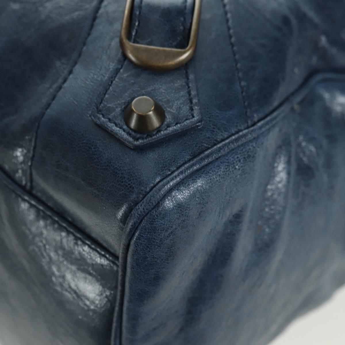 BALENCIAGA The Twiggy Hand Bag Leather 2way Navy 128523 Auth
