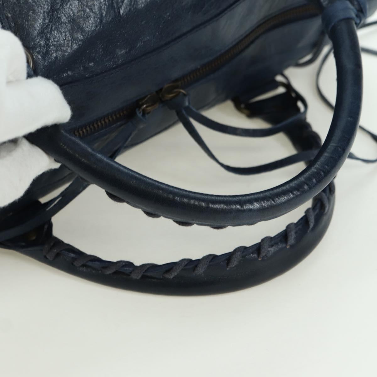 BALENCIAGA The Twiggy Hand Bag Leather 2way Navy 128523 Auth