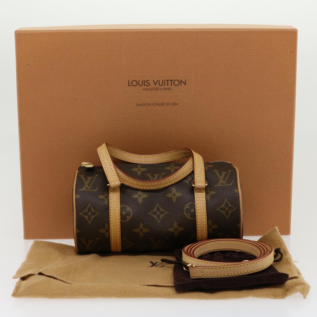 LOUIS VUITTON Monogram Papillon 19 Hand Bag M51389 LV Auth