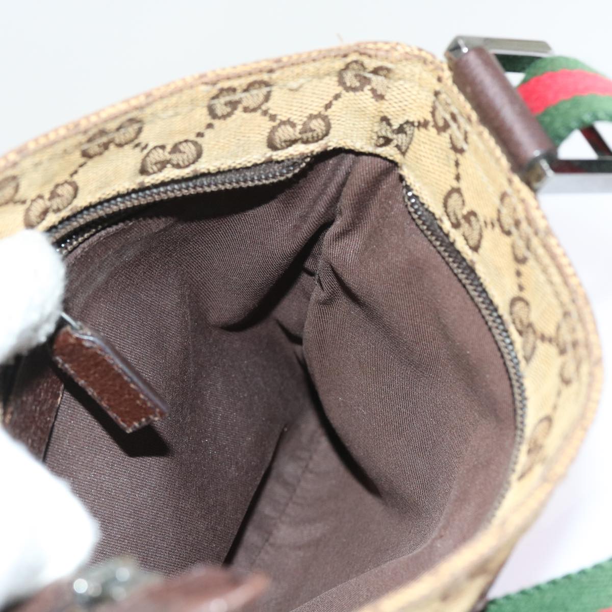GUCCI GG Canvas Web Sherry Line Shoulder Bag Beige Red Green 146309 Auth  yt985