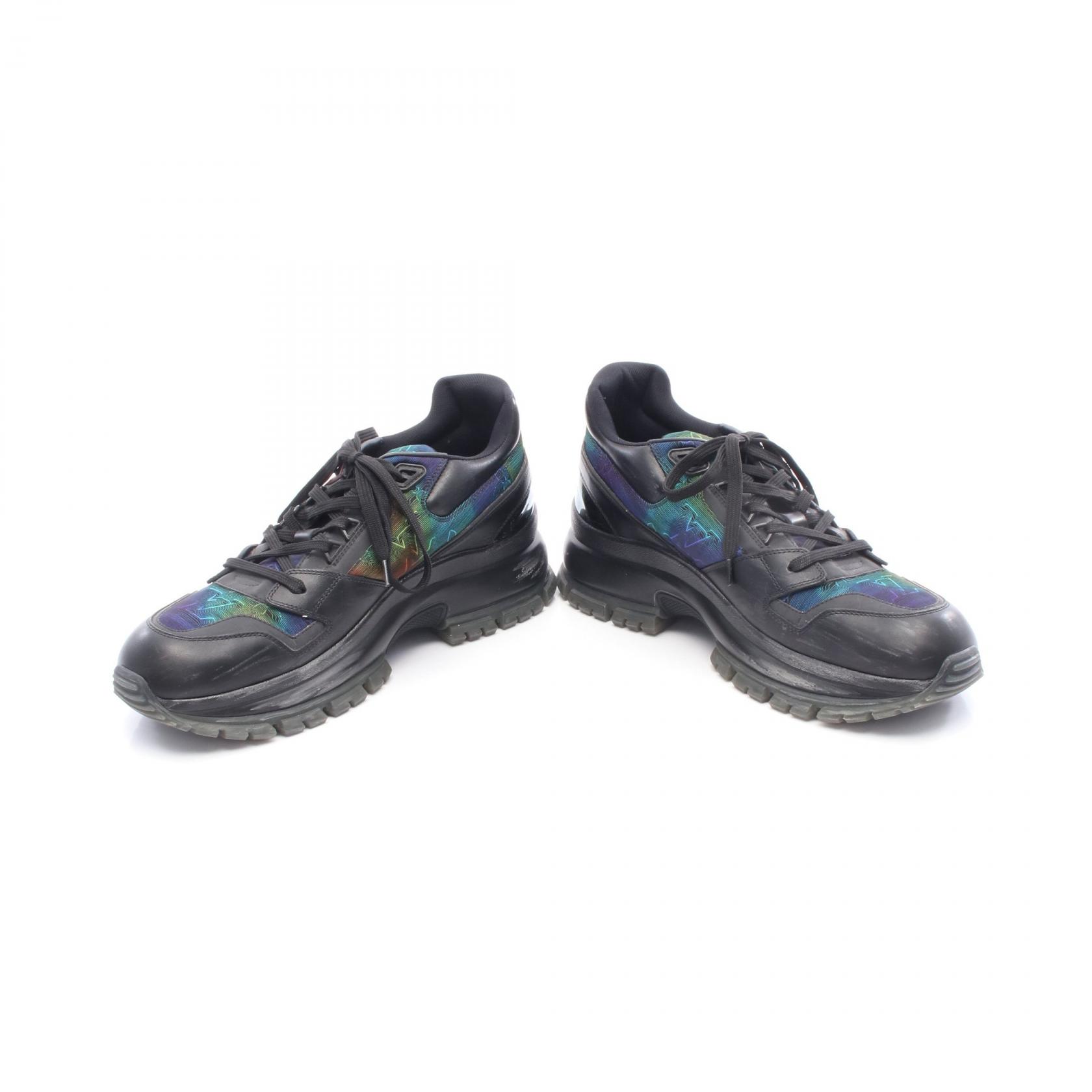 ルイヴィトン size8 LOUIS VUITTON 2054 Line sneakers Shoes #8 leather Black Rainbow
