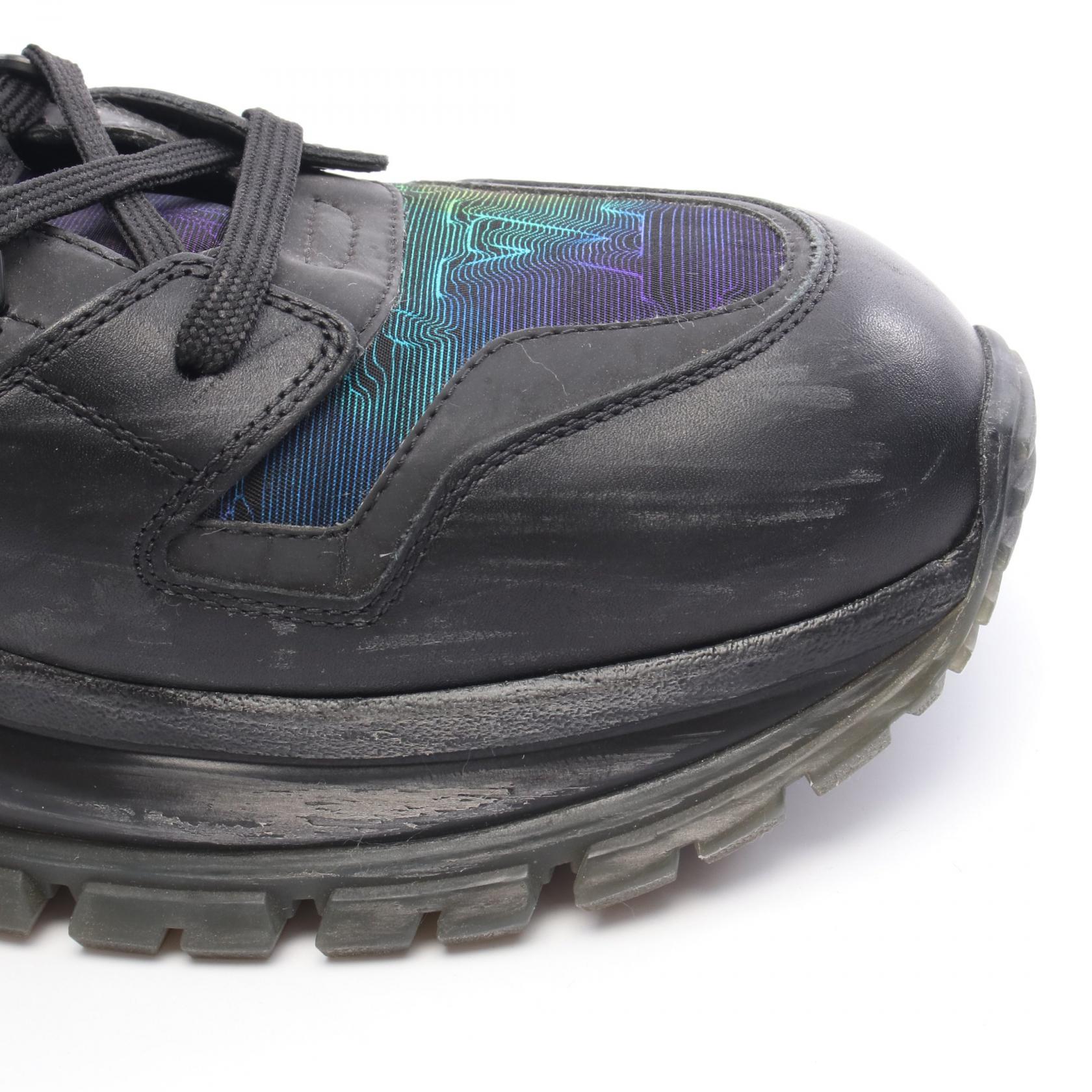 LOUIS VUITTON 2054 Line sneakers Shoes #8 leather Black Rainbow