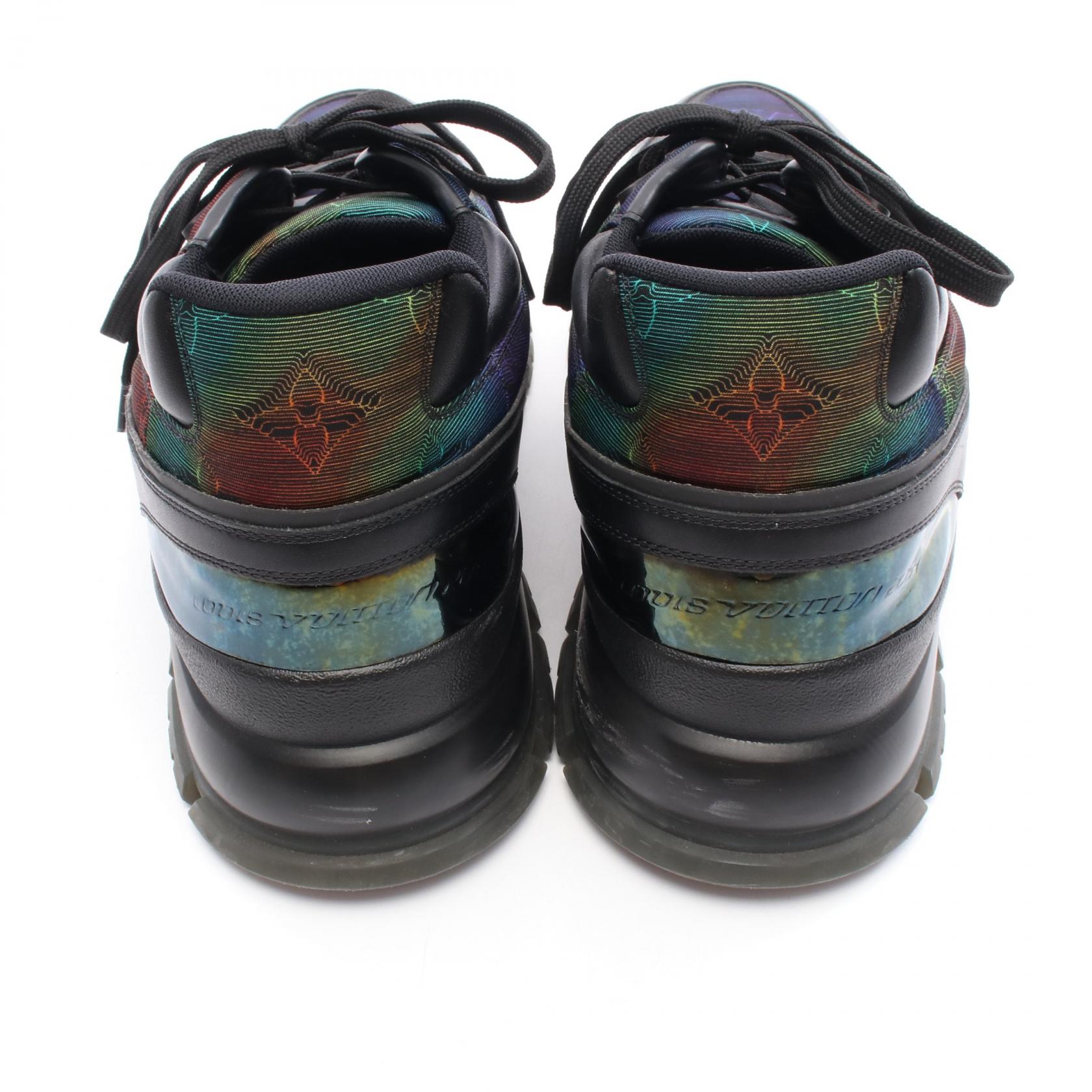 LOUIS VUITTON 2054 Line sneakers Shoes #8 leather Black Rainbow
