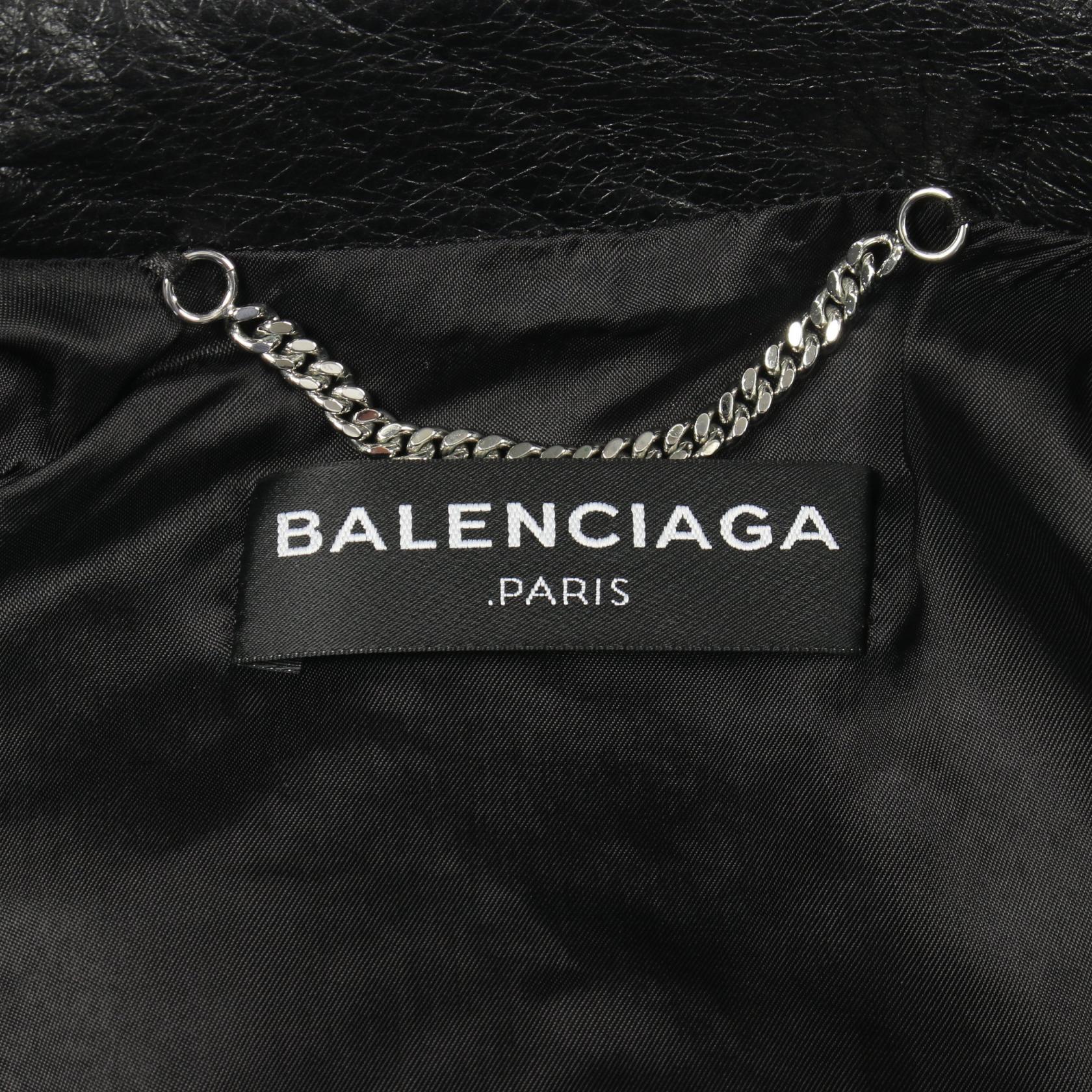 BALENCIAGA single Riders jacket Blouson #44 leather Black Used