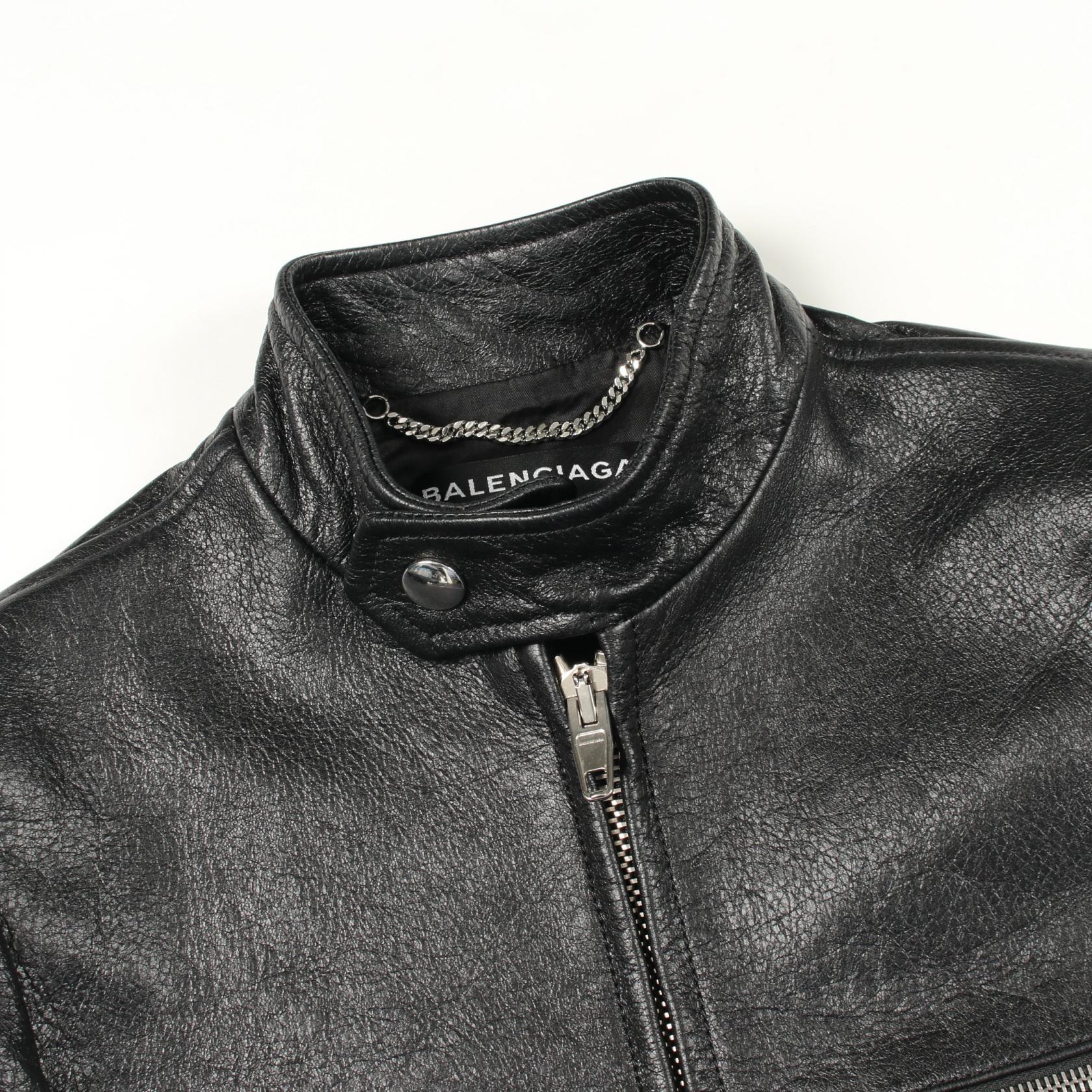 BALENCIAGA single Riders jacket Blouson #44 leather Black Used