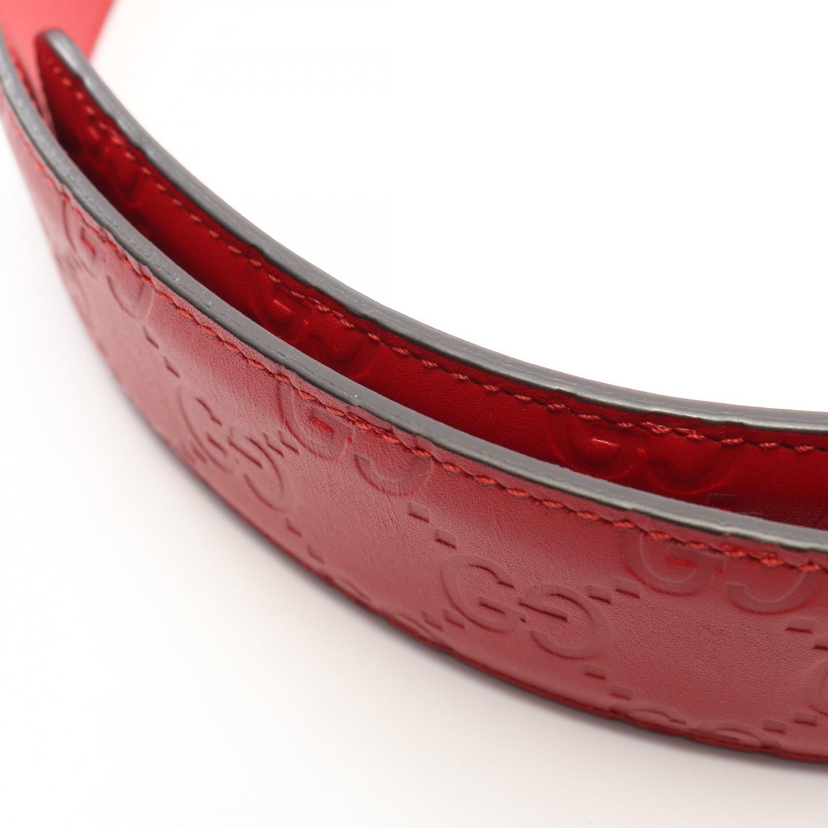 GUCCI GGパターン ベルト 370543 GUCCI Interlocking G belt 370543 leather Red GHW Used Women | eBay